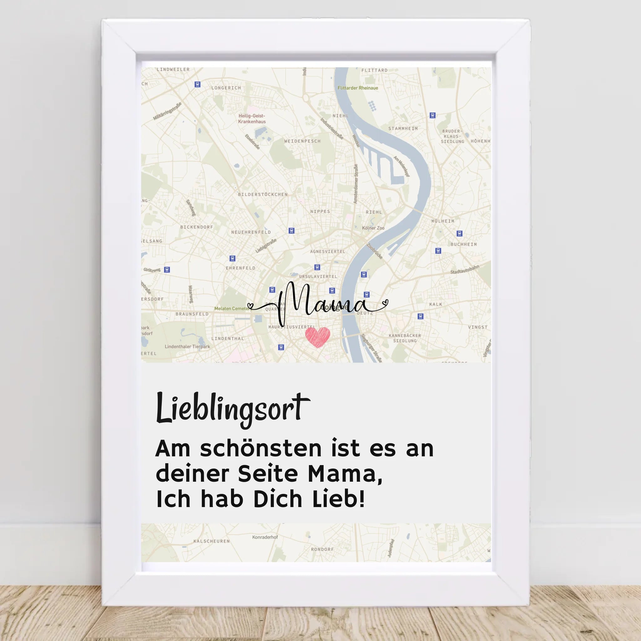 Mama Kartenposter Stadtkarte mit Spruch personalisiert Geschenk für Mutter - Cantty