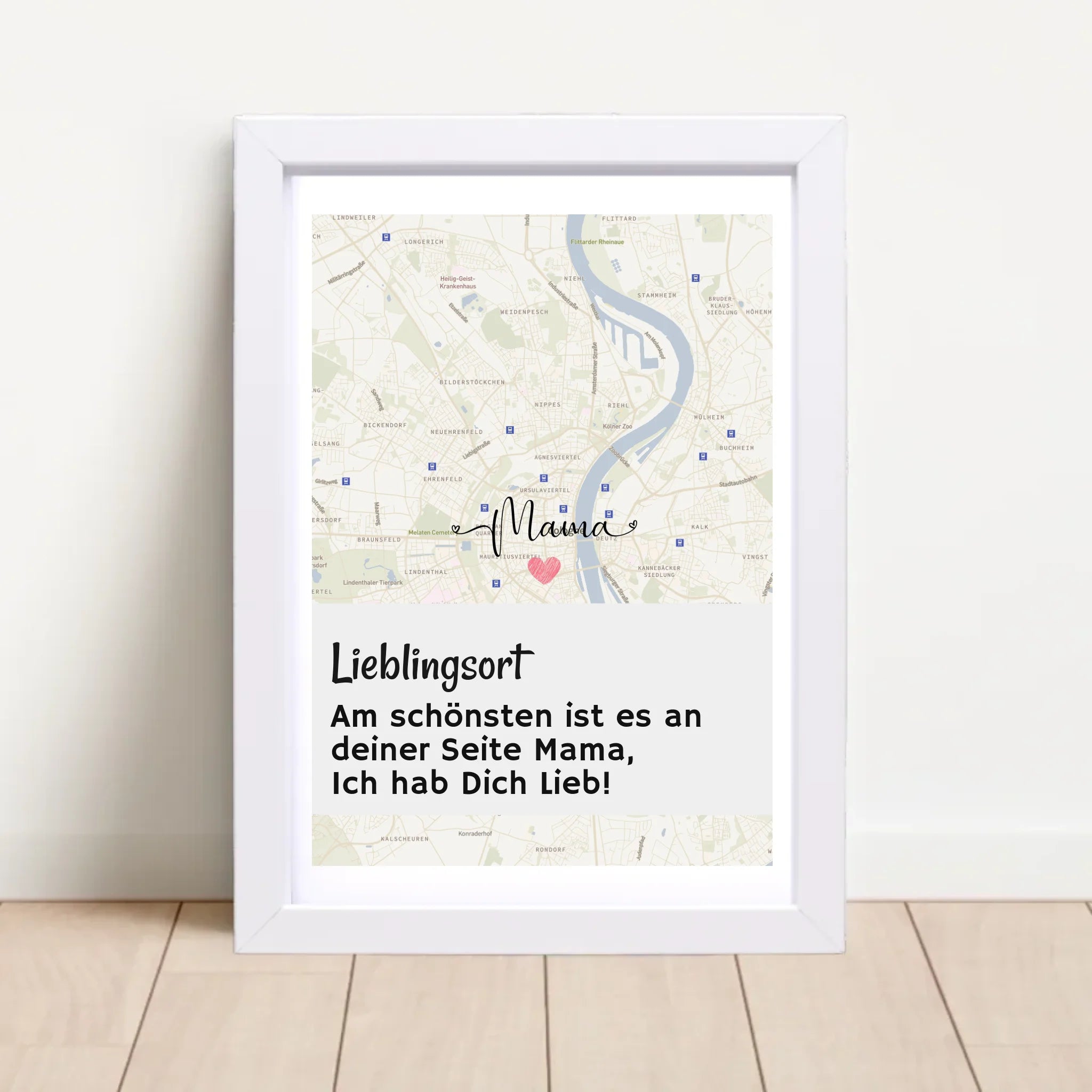 Mama Kartenposter Stadtkarte mit Spruch personalisiert Geschenk für Mutter - Cantty