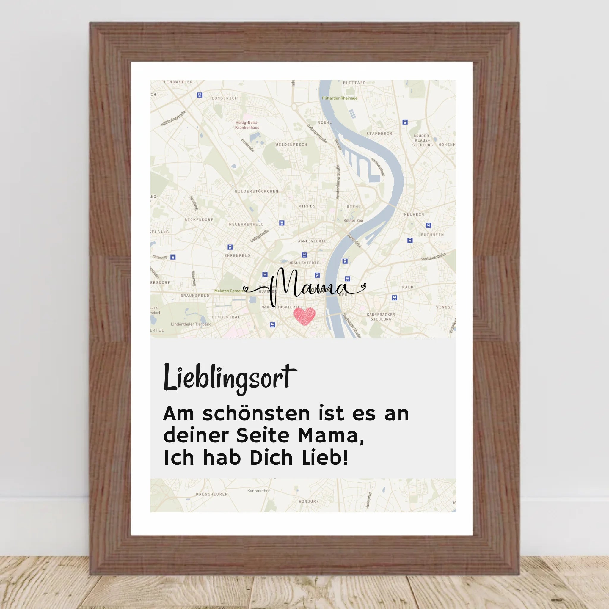 Mama Kartenposter Stadtkarte mit Spruch personalisiert Geschenk für Mutter - Cantty