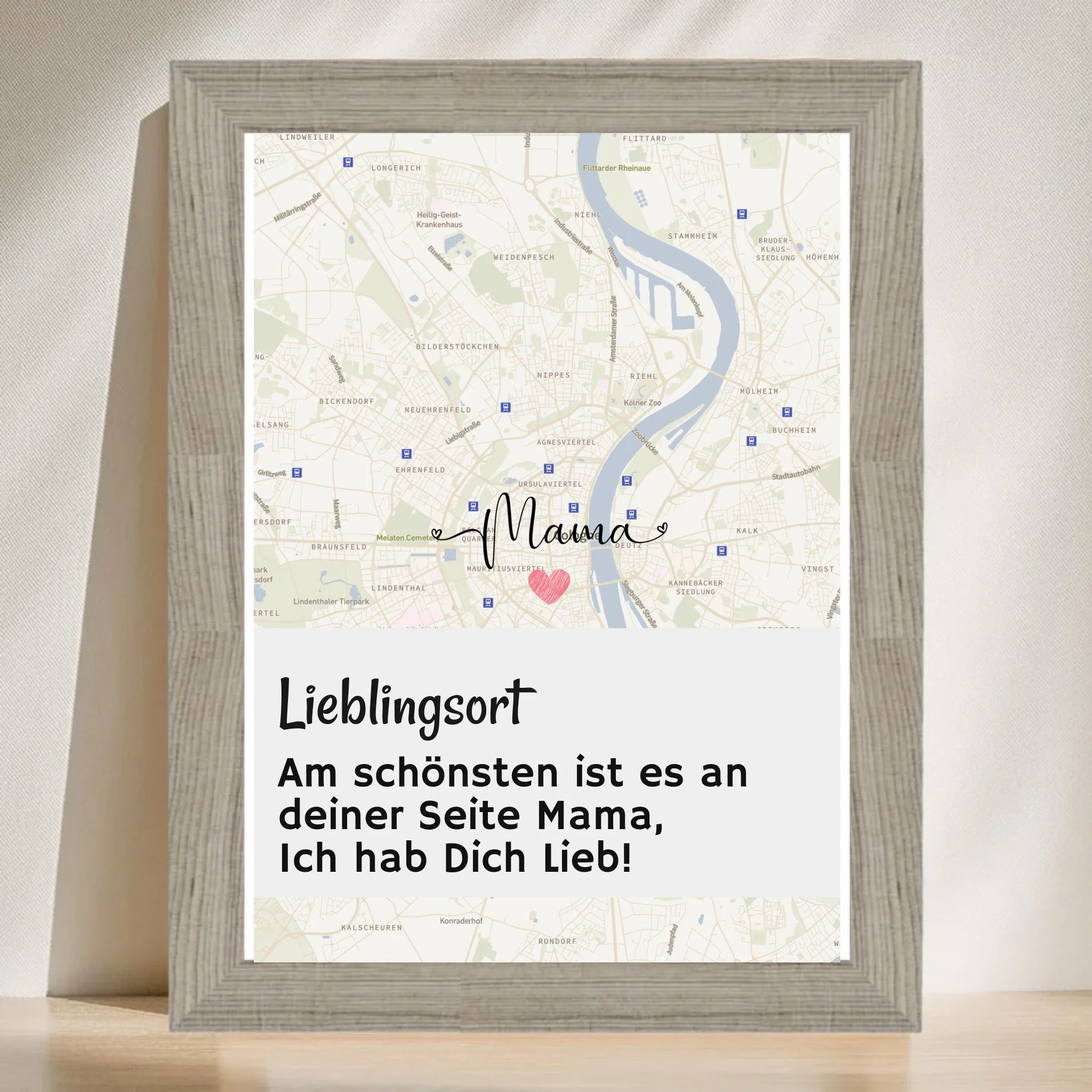 Mama Kartenposter Stadtkarte mit Spruch personalisiert Geschenk für Mutter - Cantty