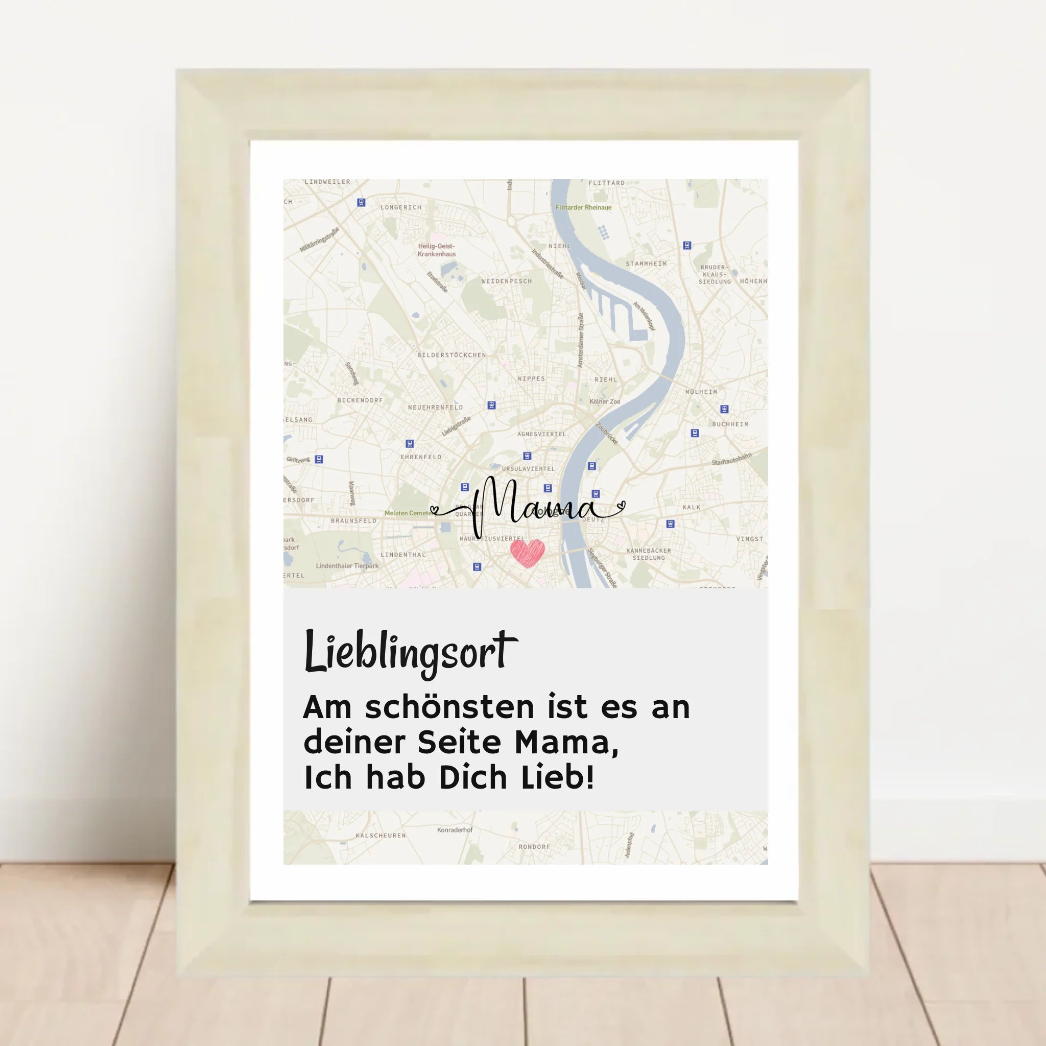 Mama Kartenposter Stadtkarte mit Spruch personalisiert Geschenk für Mutter - Cantty