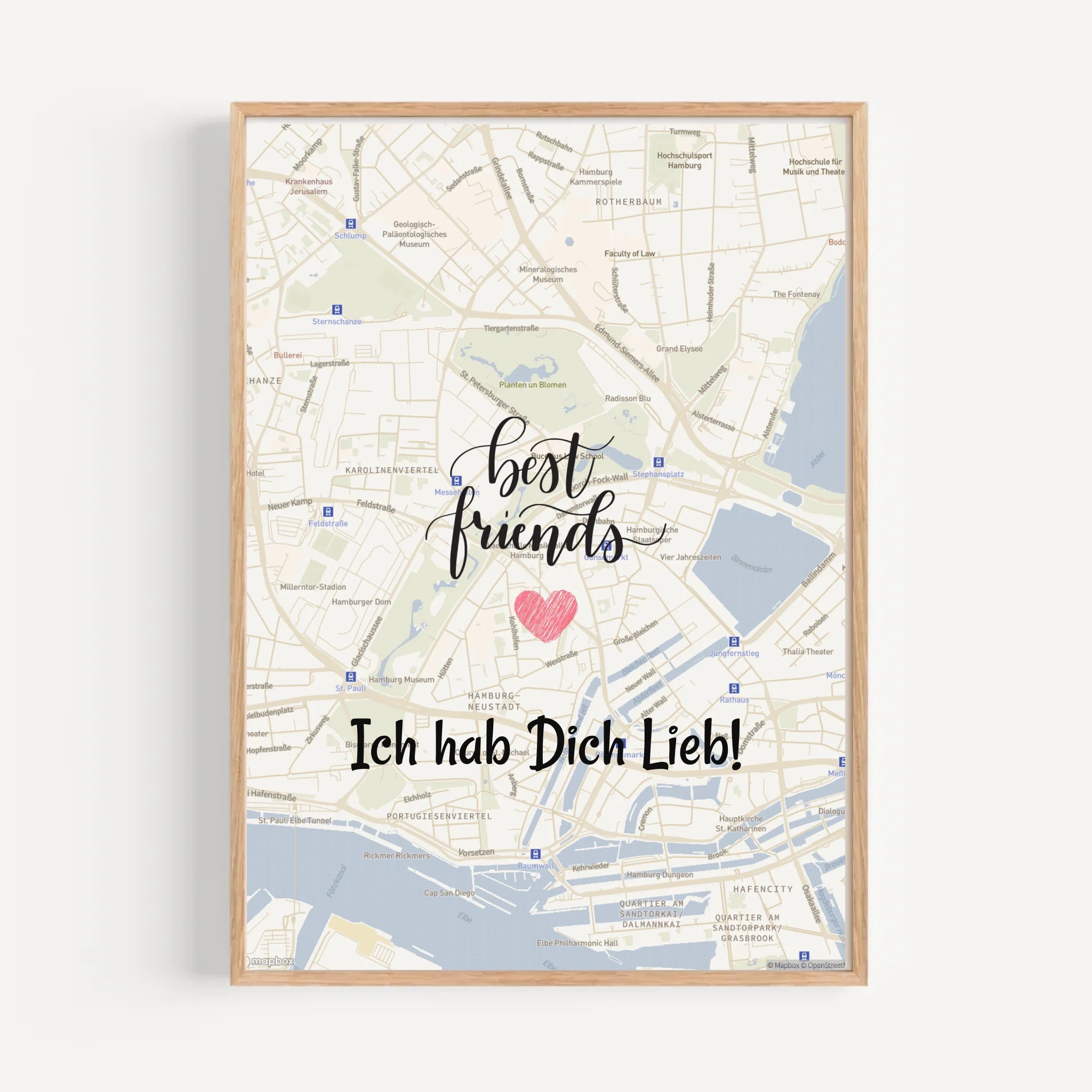 Beste Freundin Stadtkarte Poster mit Koordinaten personalisiert - Cantty