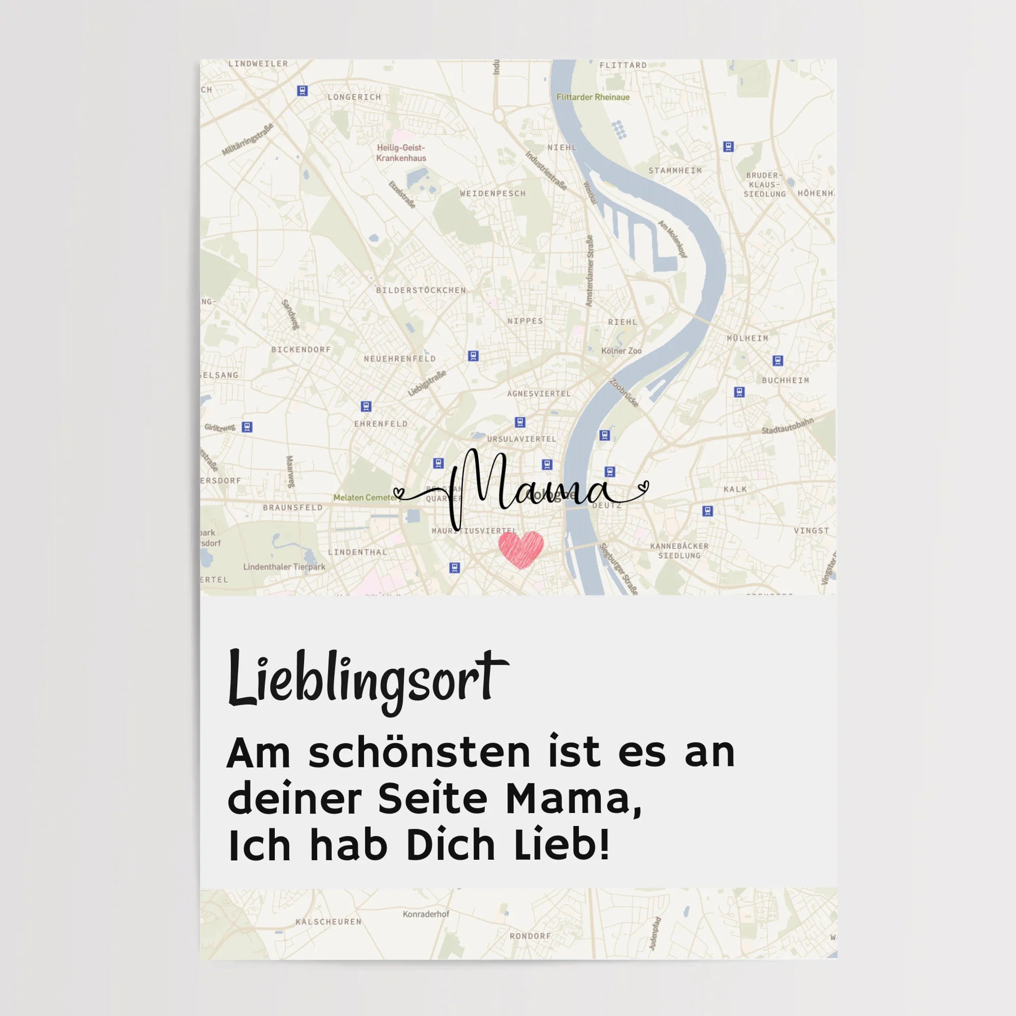 Mama Kartenposter Stadtkarte mit Spruch personalisiert Geschenk für Mutter - Cantty