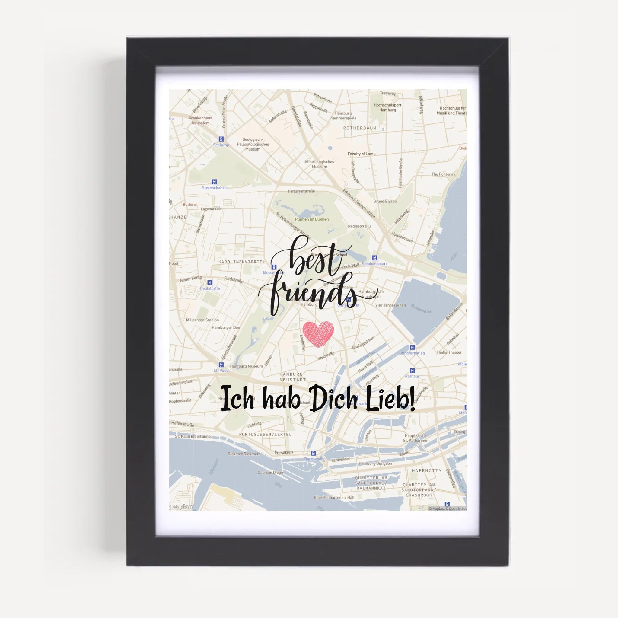 Beste Freundin Stadtkarte Poster mit Koordinaten personalisiert - Cantty