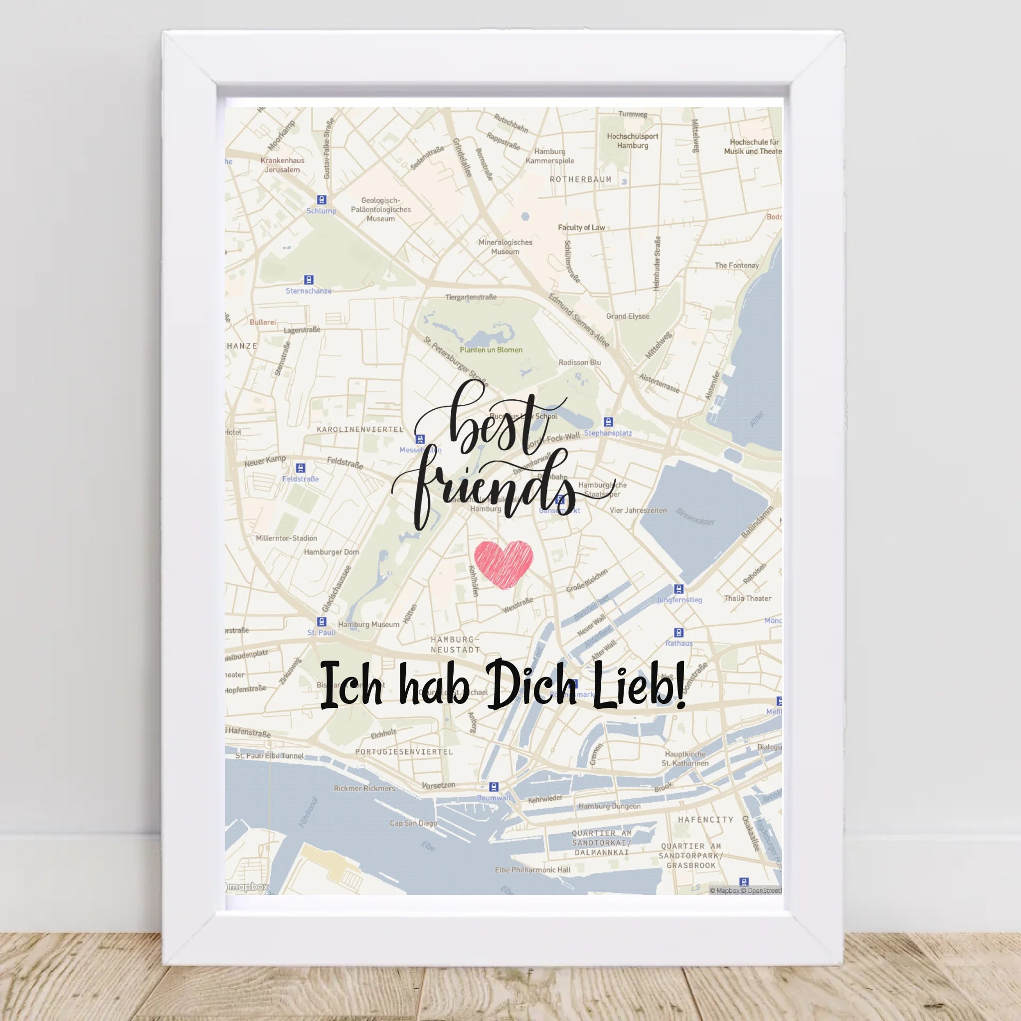 Beste Freundin Stadtkarte Poster mit Koordinaten personalisiert - Cantty