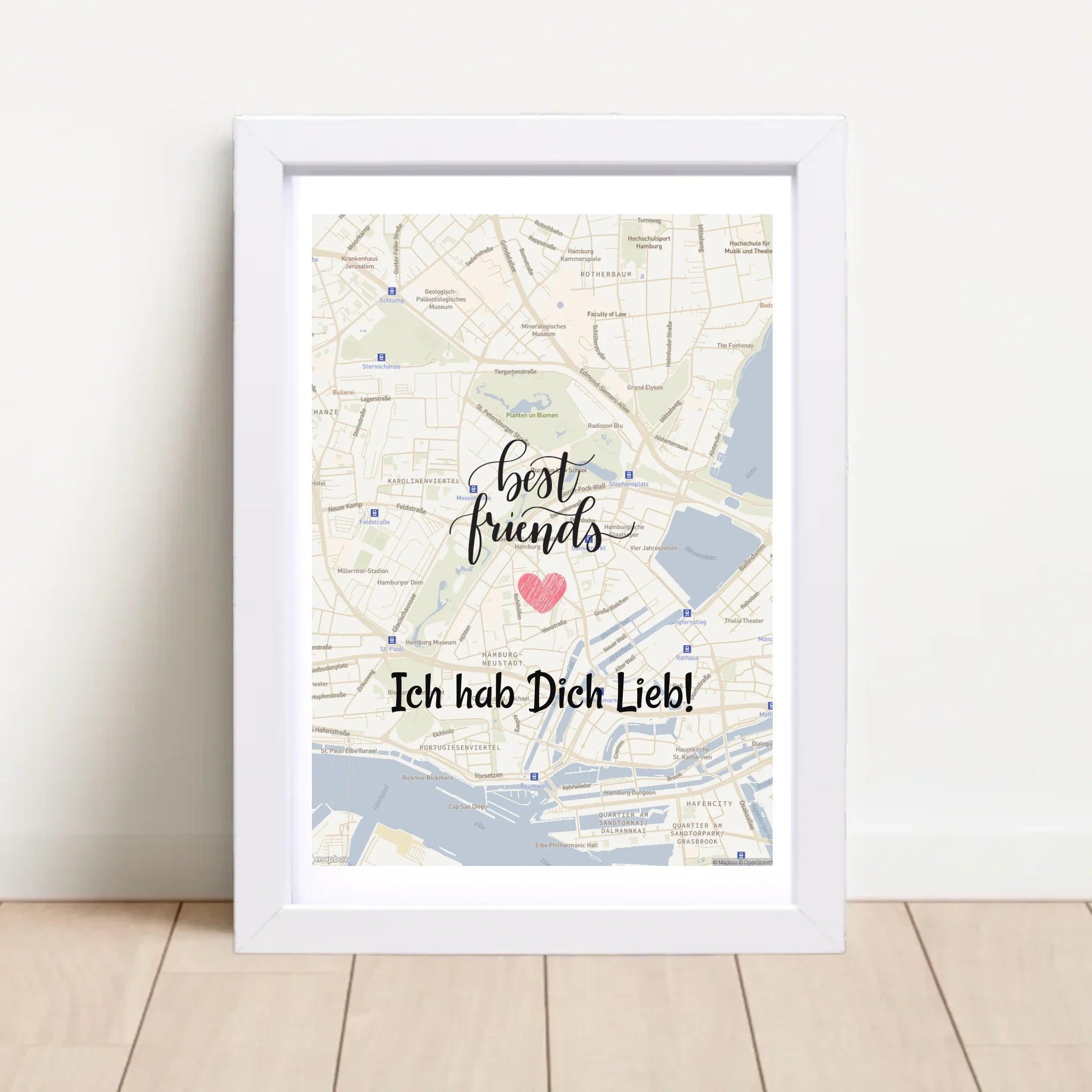 Beste Freundin Stadtkarte Poster mit Koordinaten personalisiert - Cantty