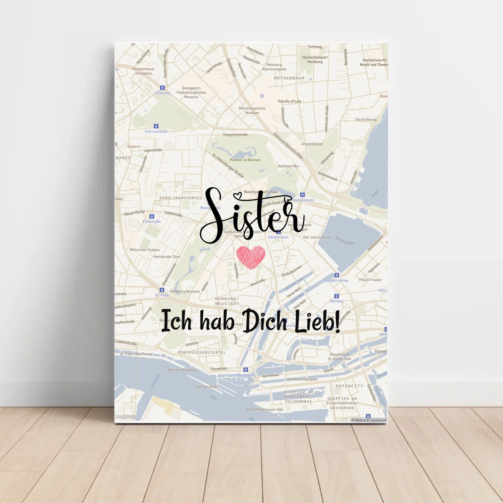 Schwester Poster Stadtkarte Geschenk personalisiert - Cantty