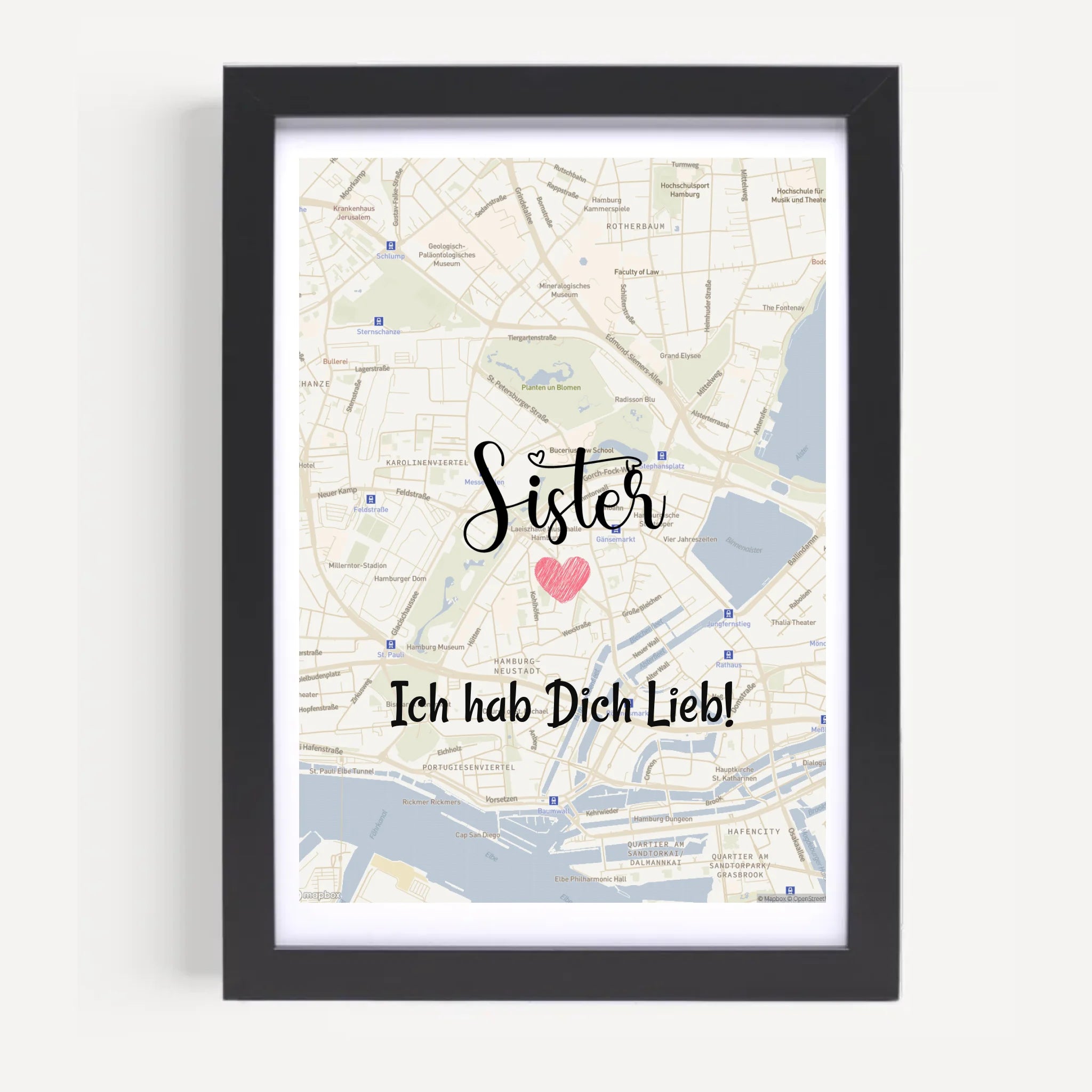 Schwester Poster Stadtkarte Geschenk personalisiert - Cantty