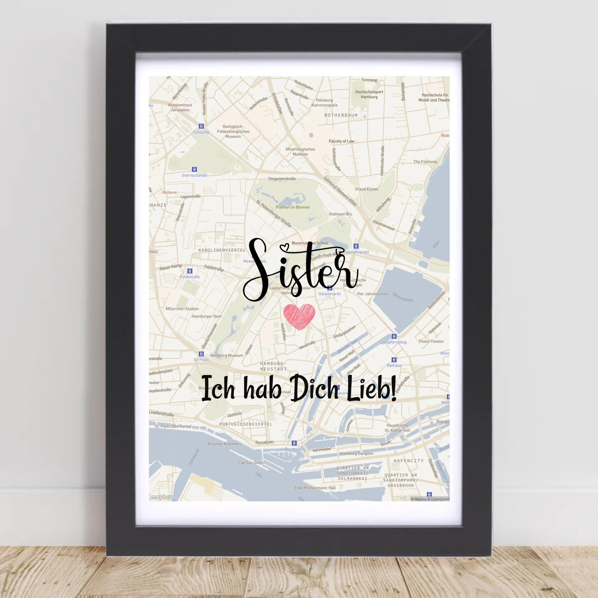 Schwester Poster Stadtkarte Geschenk personalisiert - Cantty
