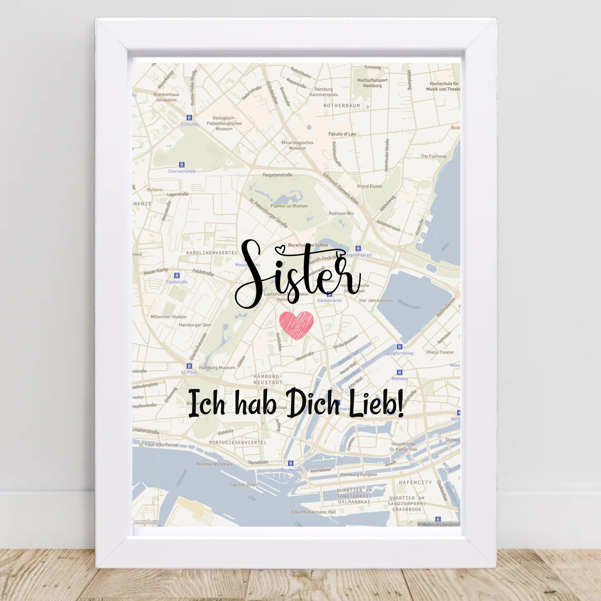 Schwester Poster Stadtkarte Geschenk personalisiert - Cantty