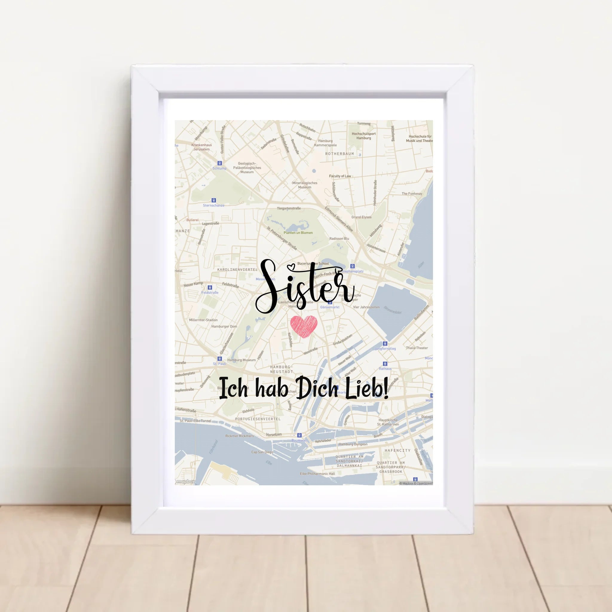 Schwester Poster Stadtkarte Geschenk personalisiert - Cantty