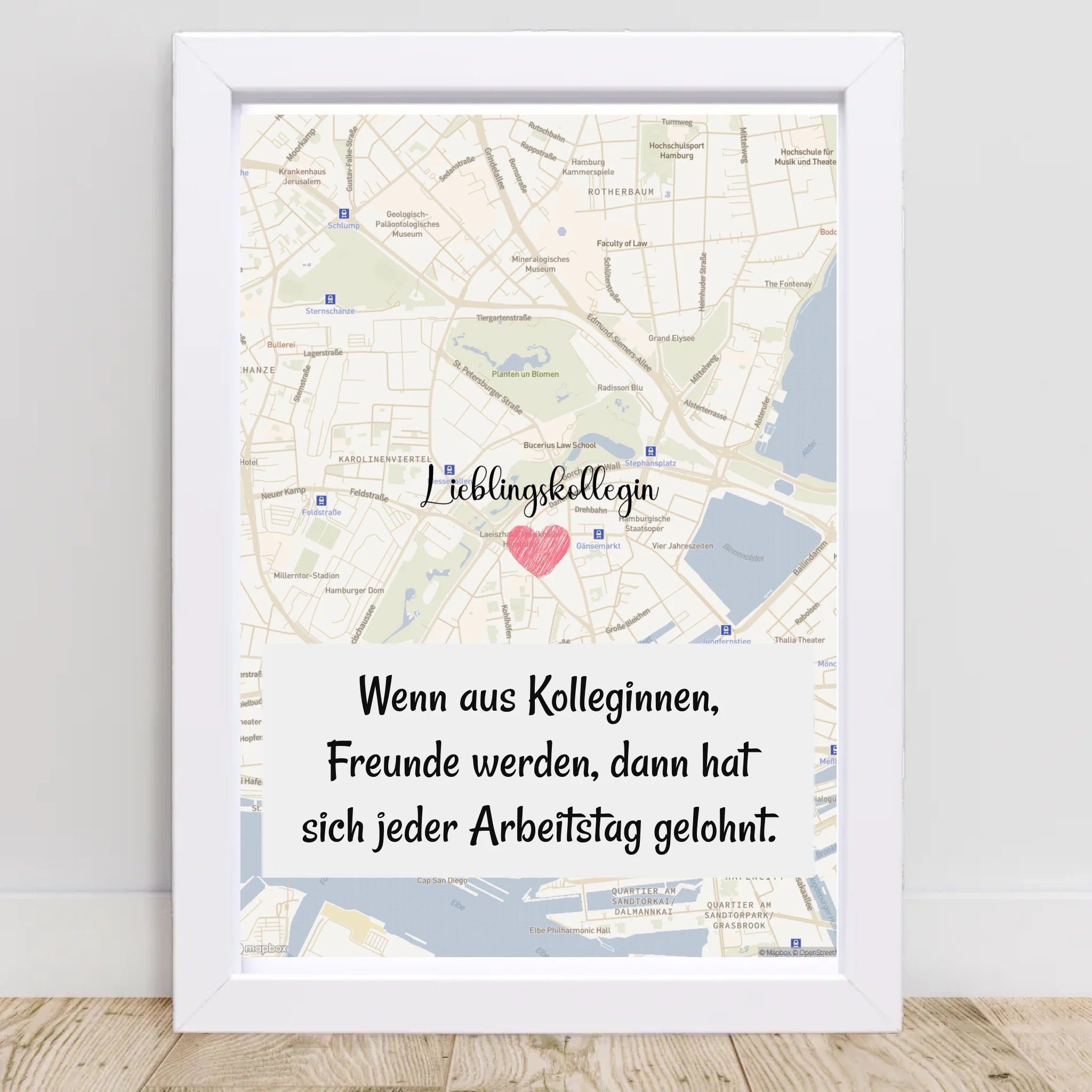 Lieblingskollegin Stadtkarte Poster personalisiert zum Geburtstag oder Abschied - Cantty