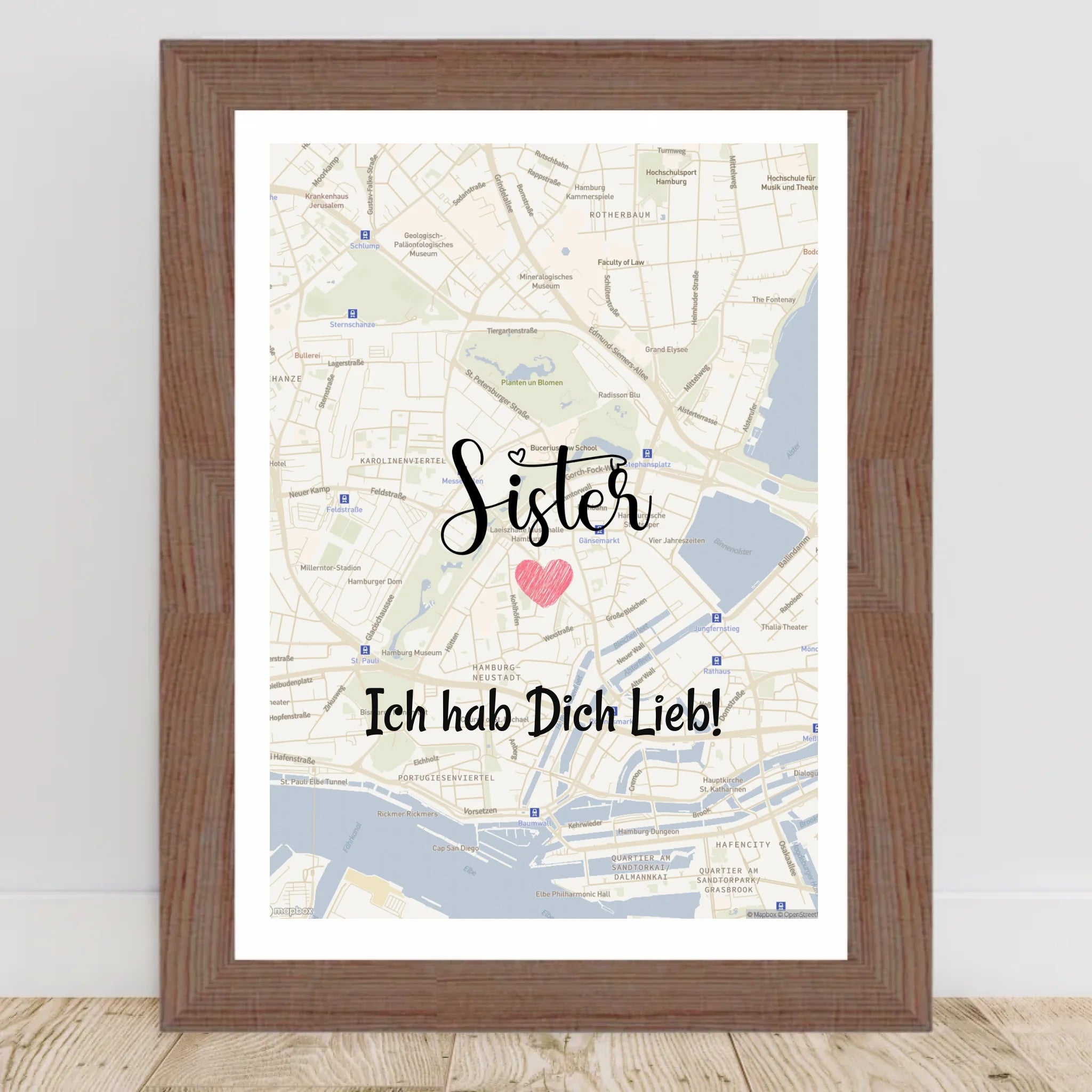 Schwester Poster Stadtkarte Geschenk personalisiert - Cantty
