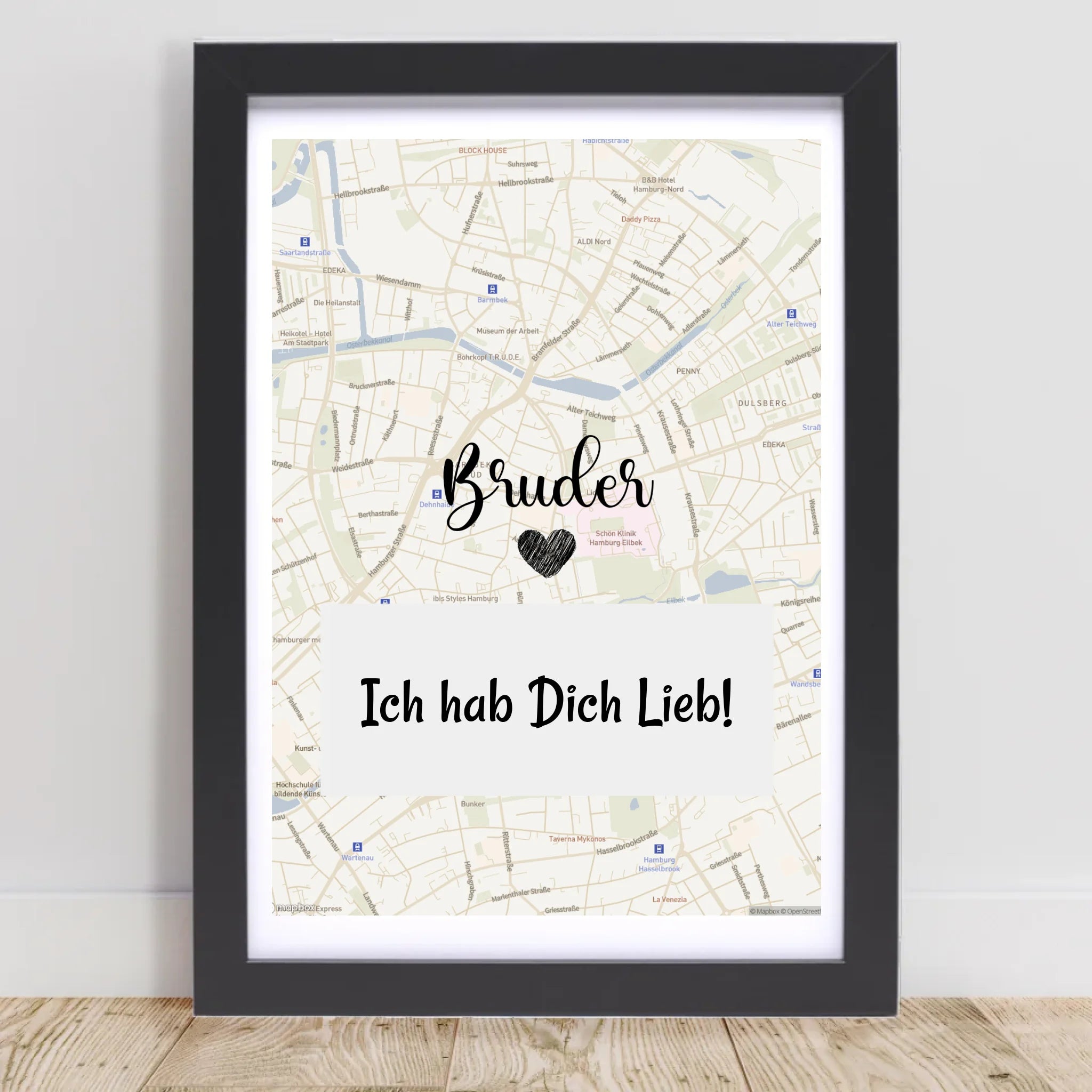 Bruder Stadtkarte Koordinatenposter Geschenk personalisiert - Cantty