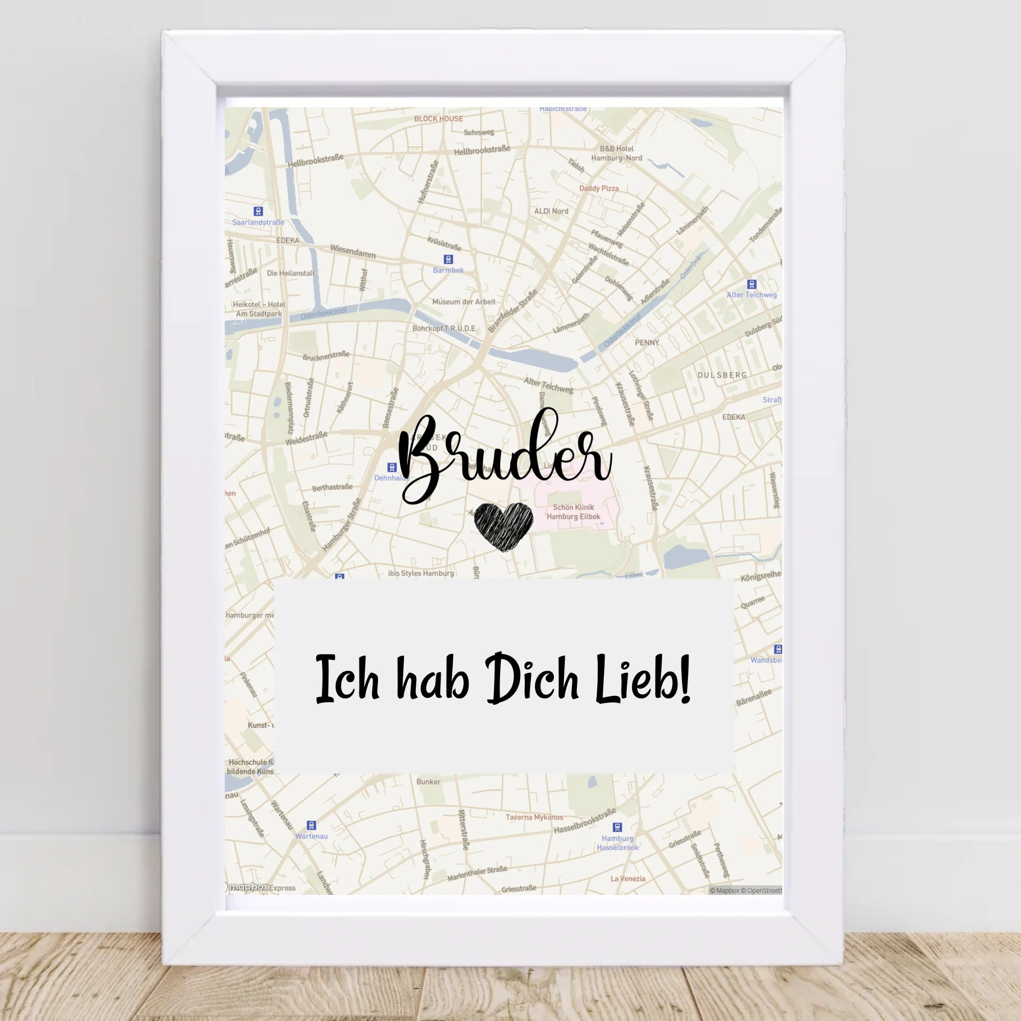 Bruder Stadtkarte Koordinatenposter Geschenk personalisiert - Cantty
