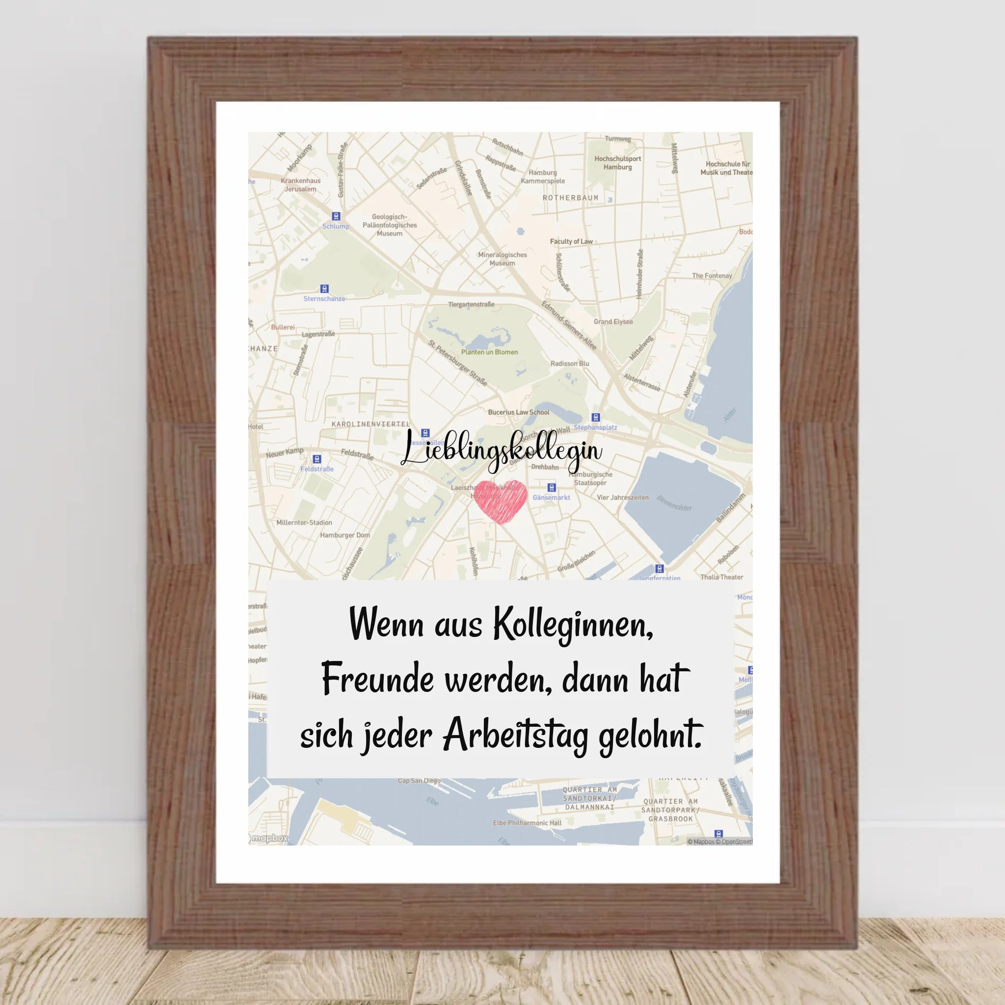 Lieblingskollegin Stadtkarte Poster personalisiert zum Geburtstag oder Abschied - Cantty