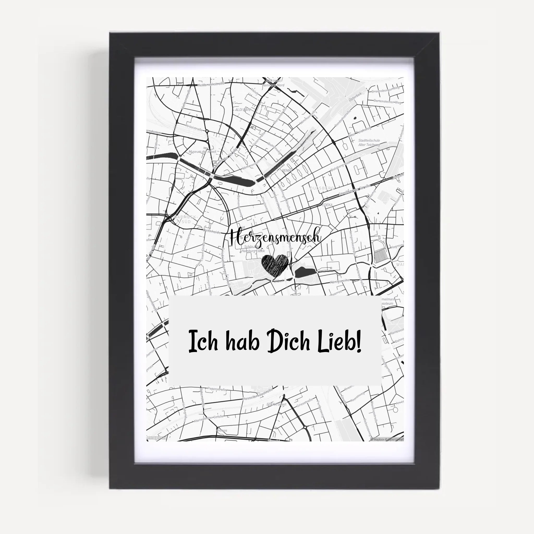 Herzensmensch Kartenposter Stadtkarte Geschenk personalisiert - Cantty
