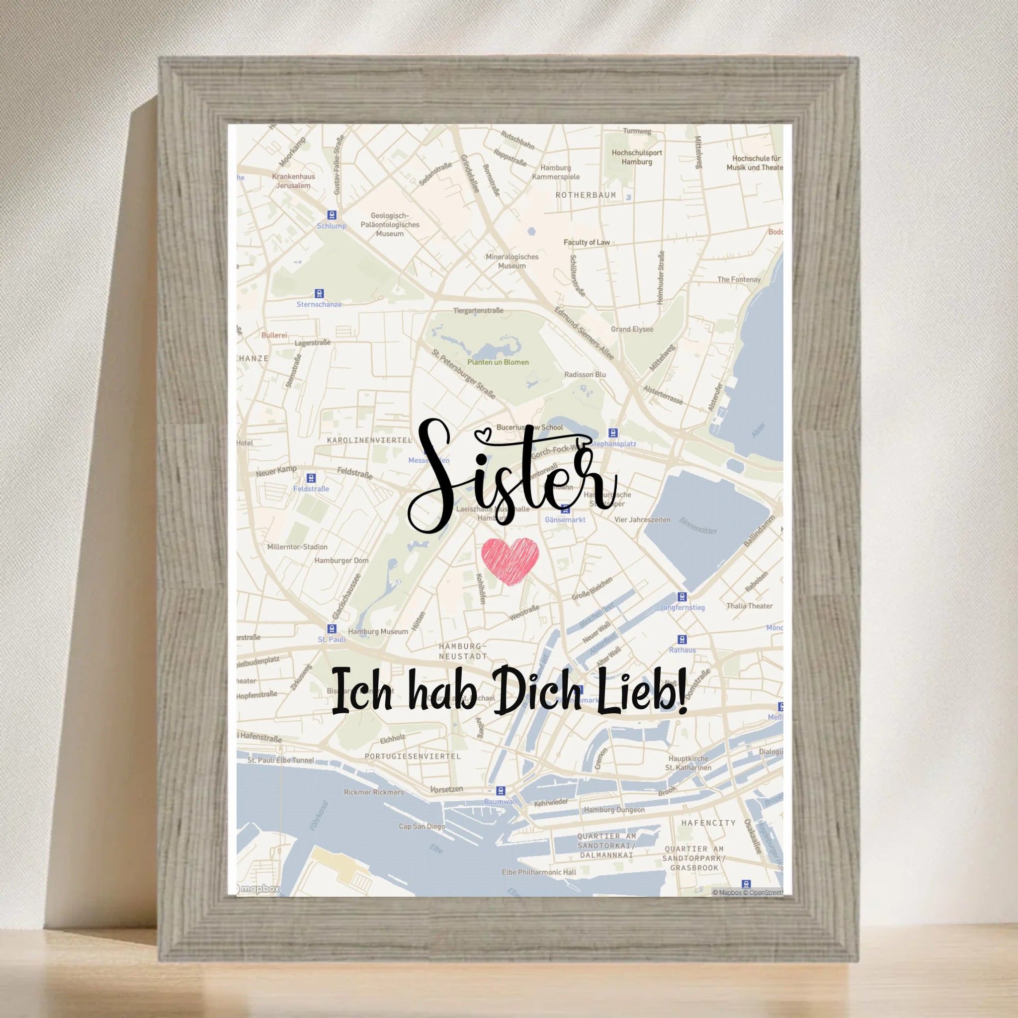Schwester Poster Stadtkarte Geschenk personalisiert - Cantty
