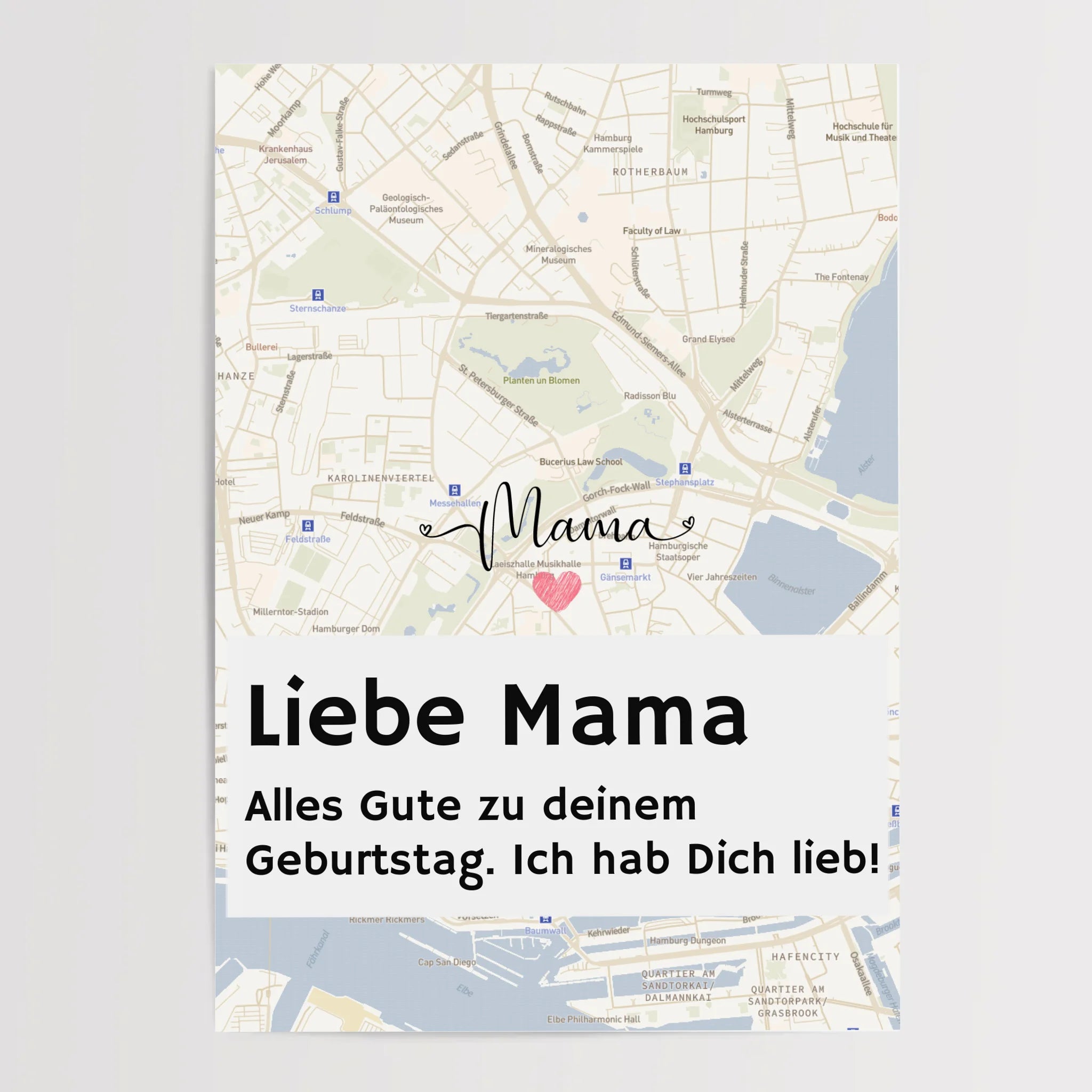 Mutter Geburtstag Stadtkarte Poster mit Spruch personalisiert - Cantty