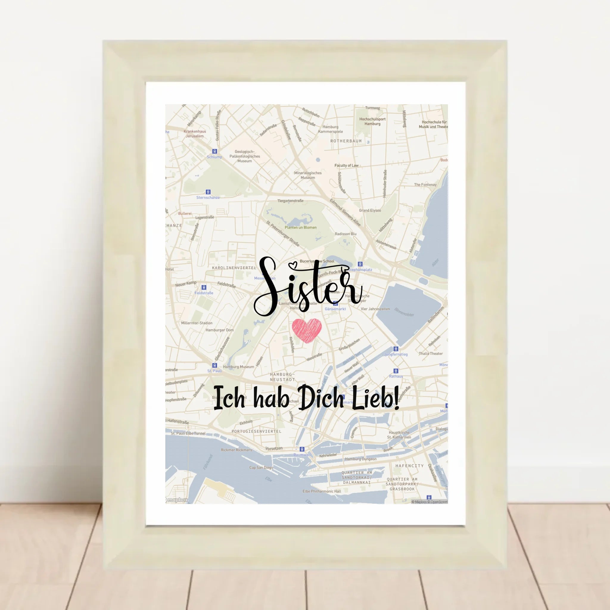 Schwester Poster Stadtkarte Geschenk personalisiert - Cantty