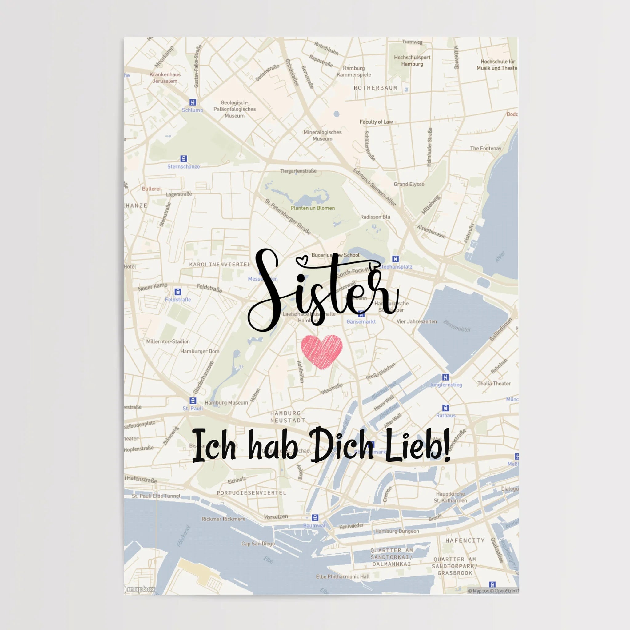 Schwester Poster Stadtkarte Geschenk personalisiert - Cantty