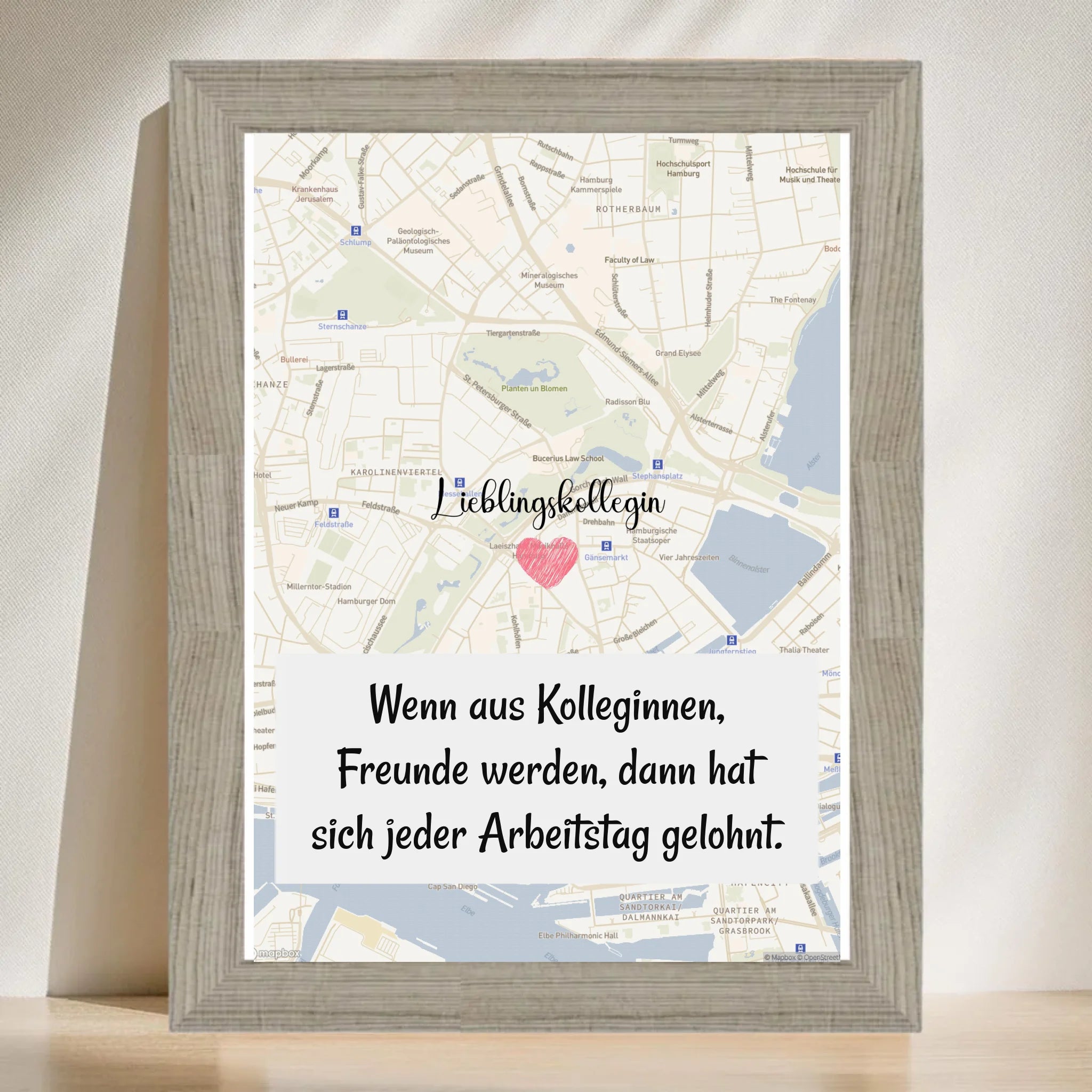 Lieblingskollegin Stadtkarte Poster personalisiert zum Geburtstag oder Abschied - Cantty