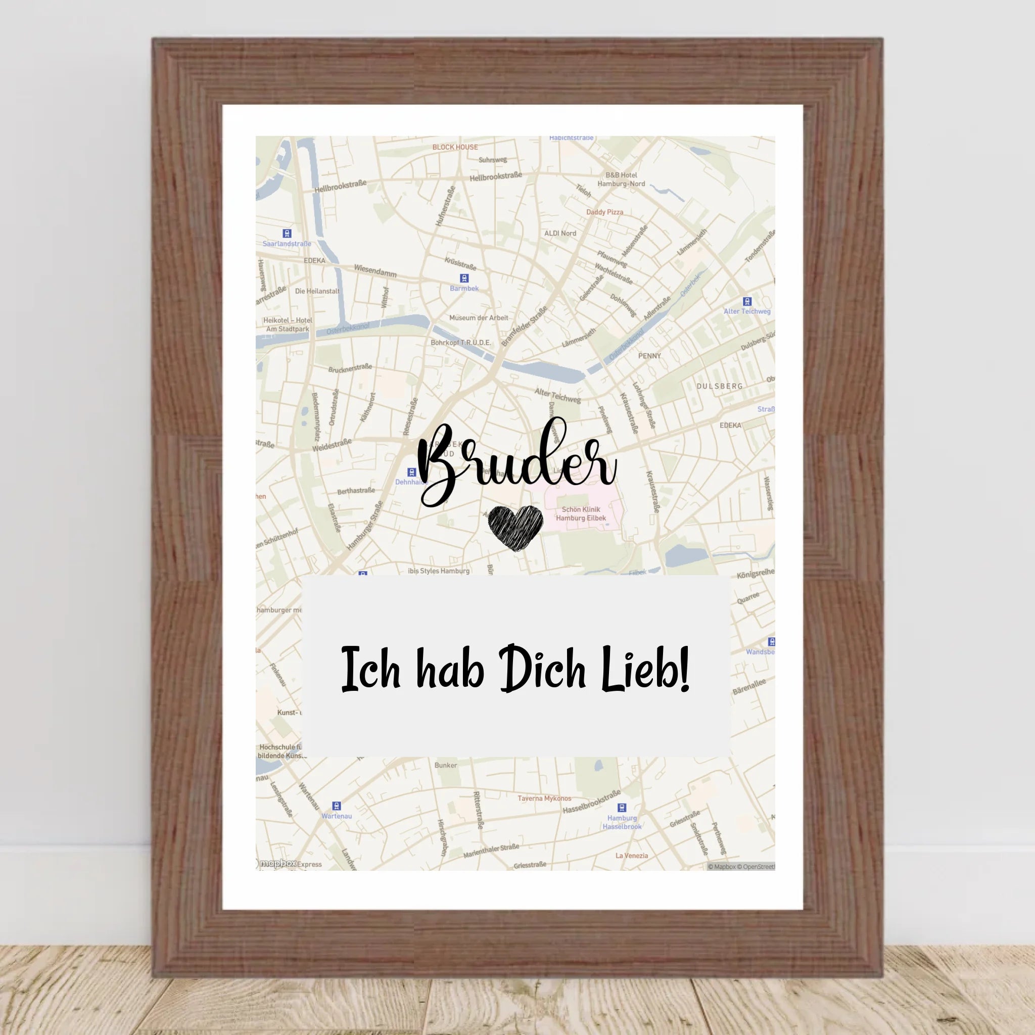 Bruder Stadtkarte Koordinatenposter Geschenk personalisiert - Cantty