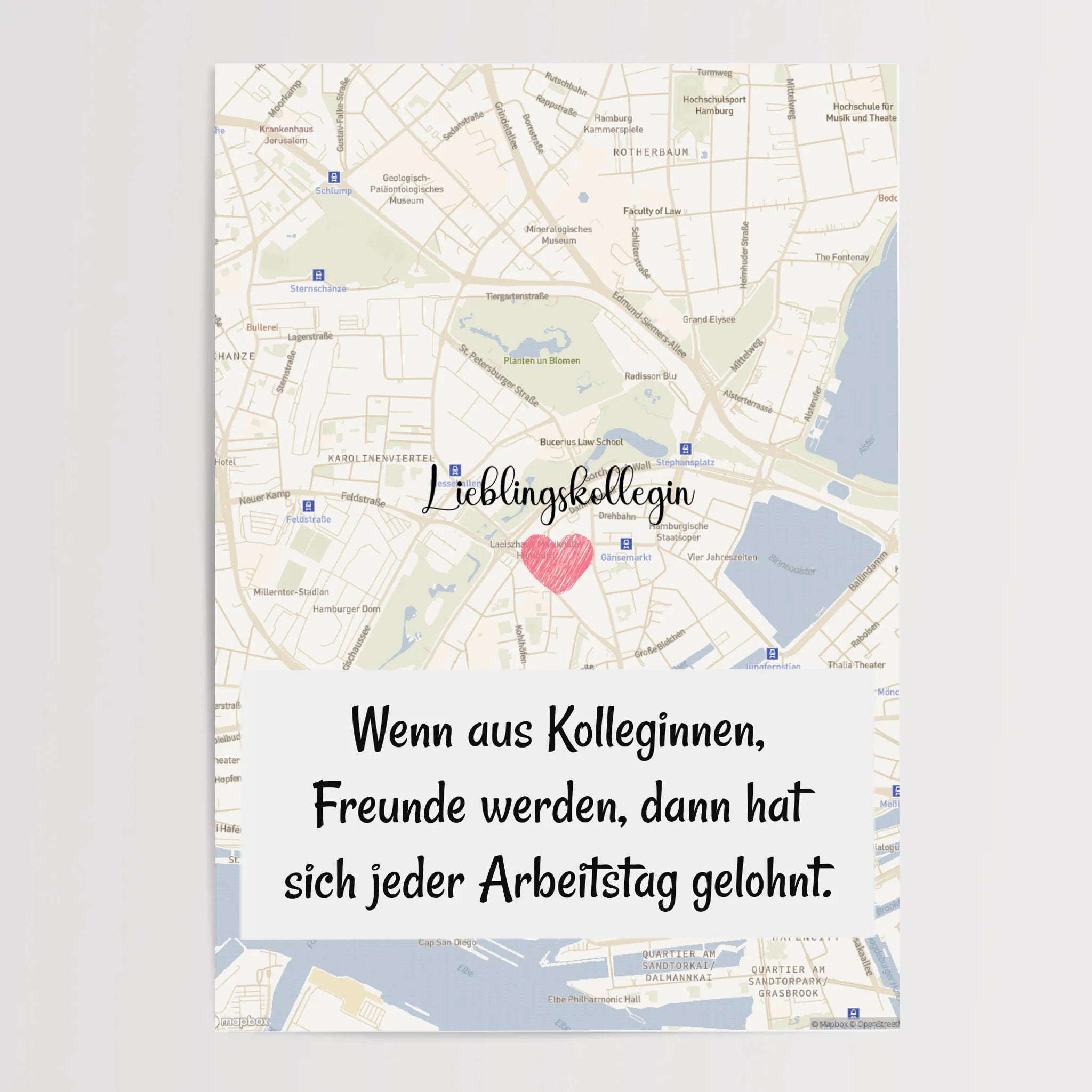 Lieblingskollegin Stadtkarte Poster personalisiert zum Geburtstag oder Abschied - Cantty