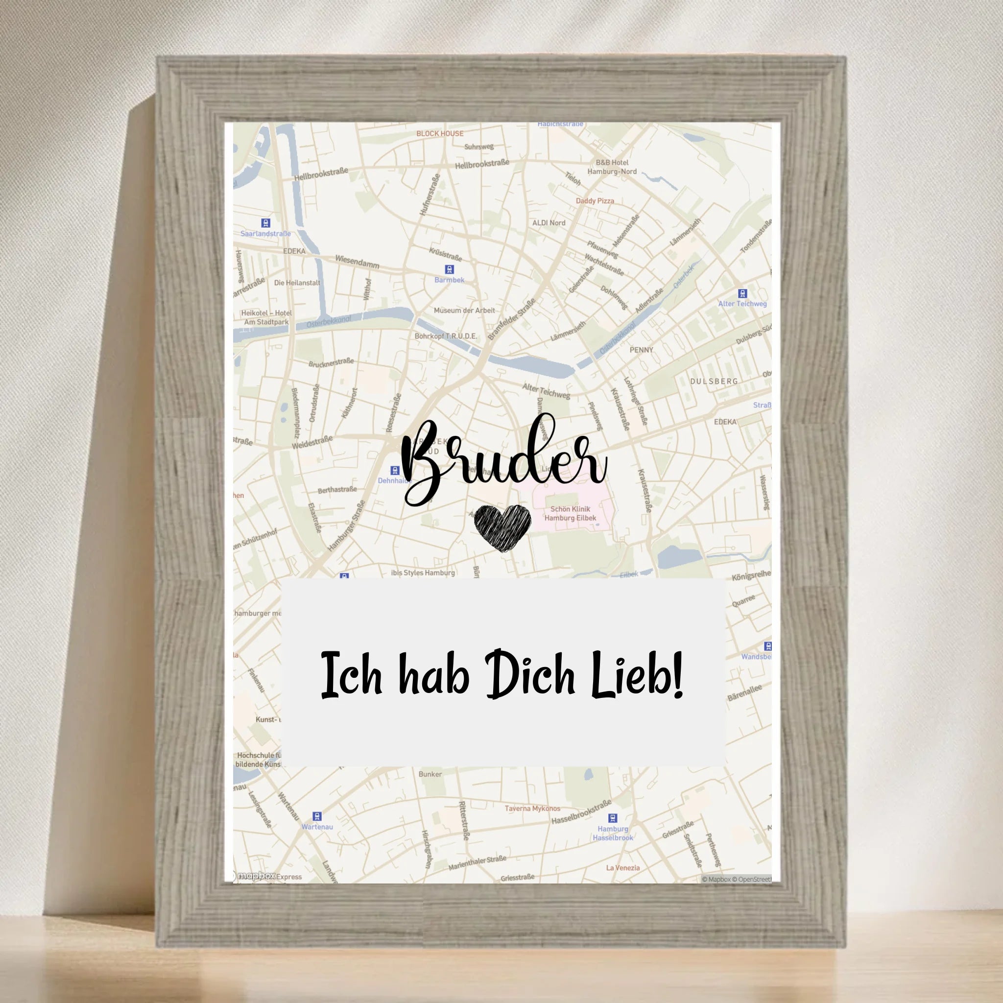 Bruder Stadtkarte Koordinatenposter Geschenk personalisiert - Cantty