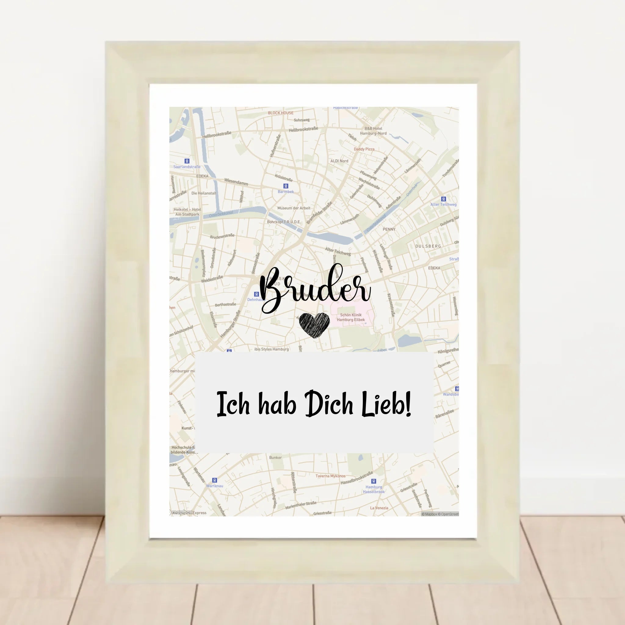 Bruder Stadtkarte Koordinatenposter Geschenk personalisiert - Cantty