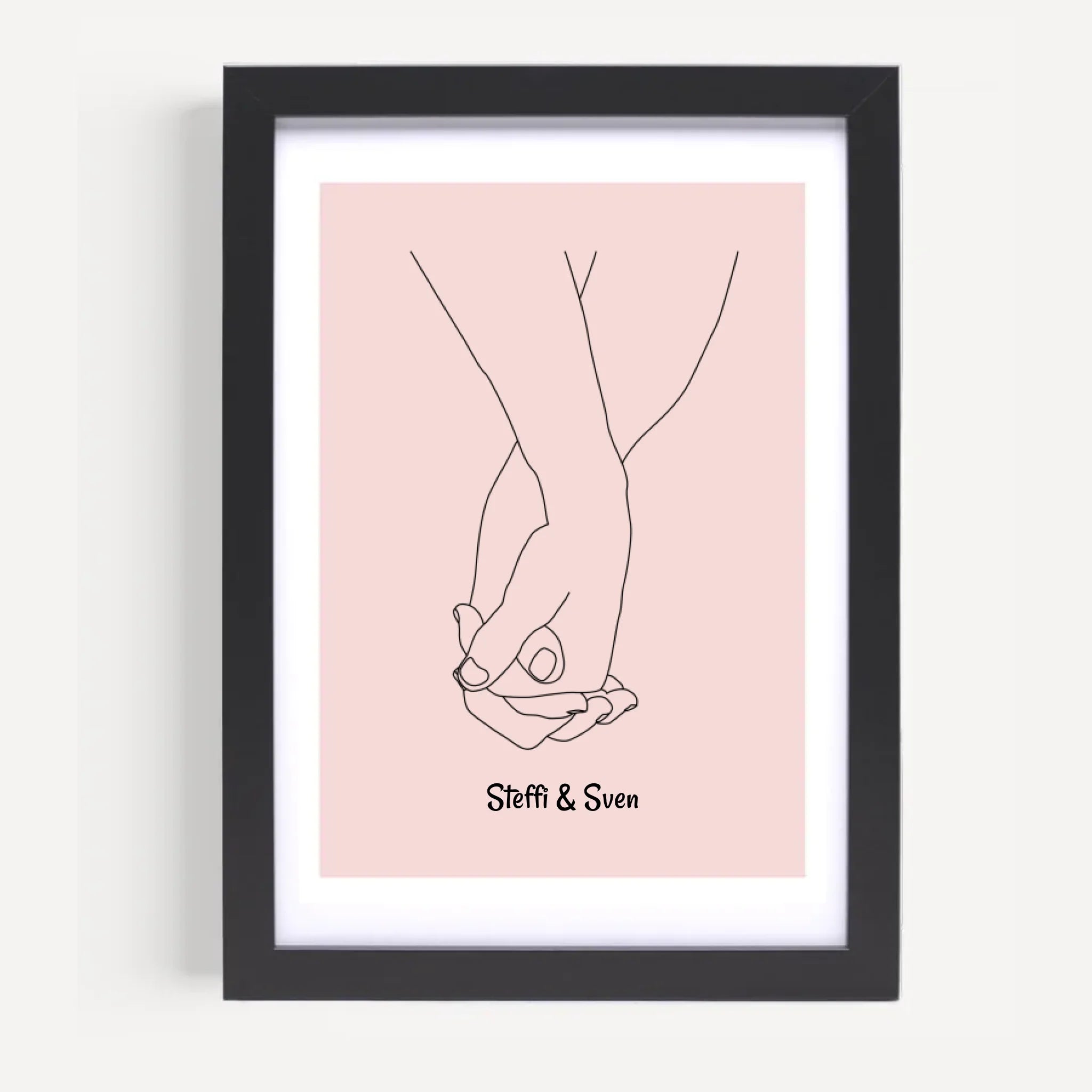 Linien Hände Liebespaar Jahrestag Poster Geschenk personalisiert - Cantty