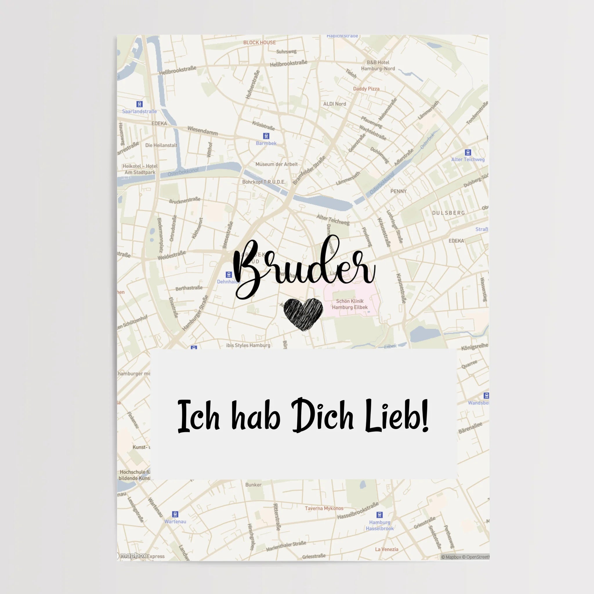 Bruder Stadtkarte Koordinatenposter Geschenk personalisiert - Cantty