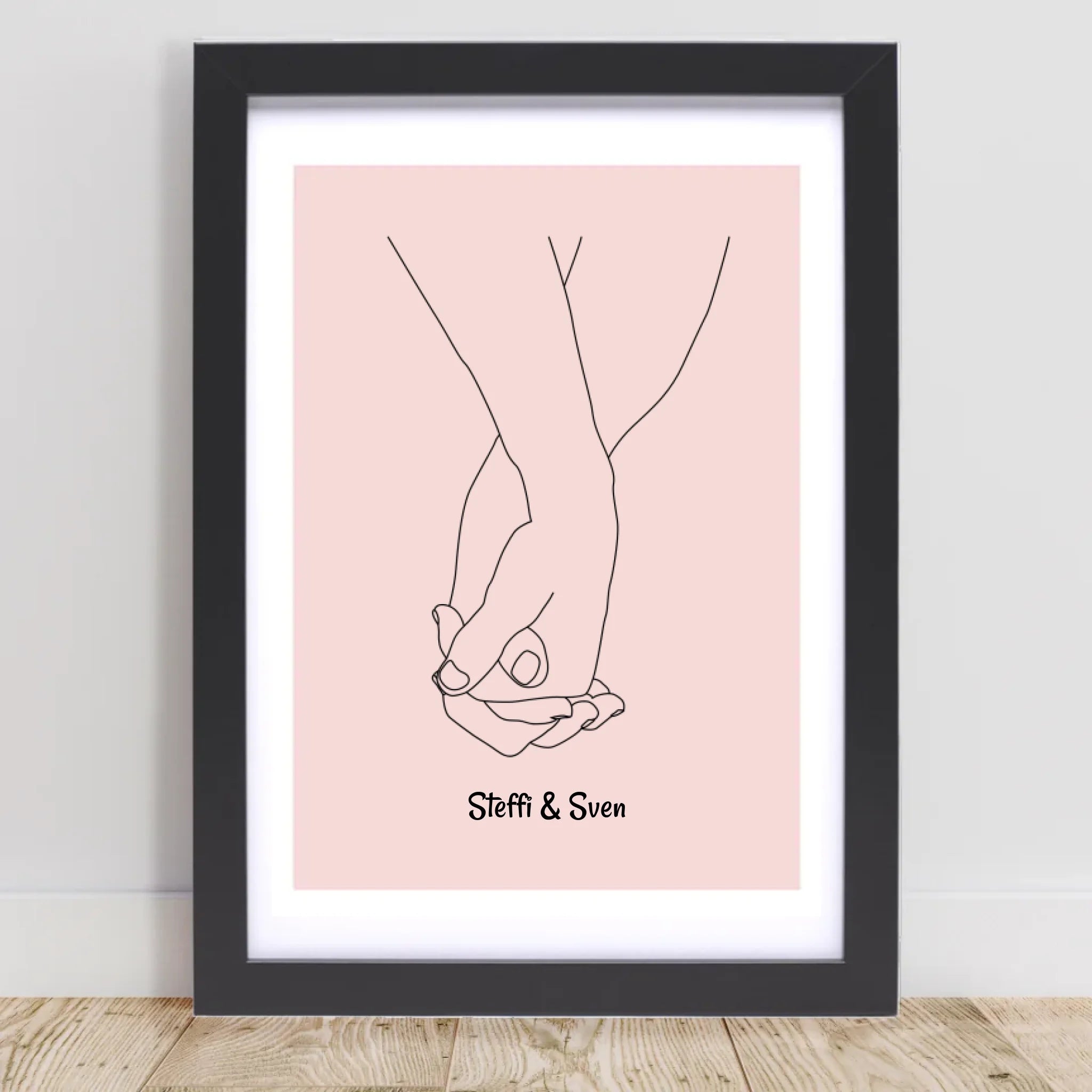 Linien Hände Liebespaar Jahrestag Poster Geschenk personalisiert - Cantty