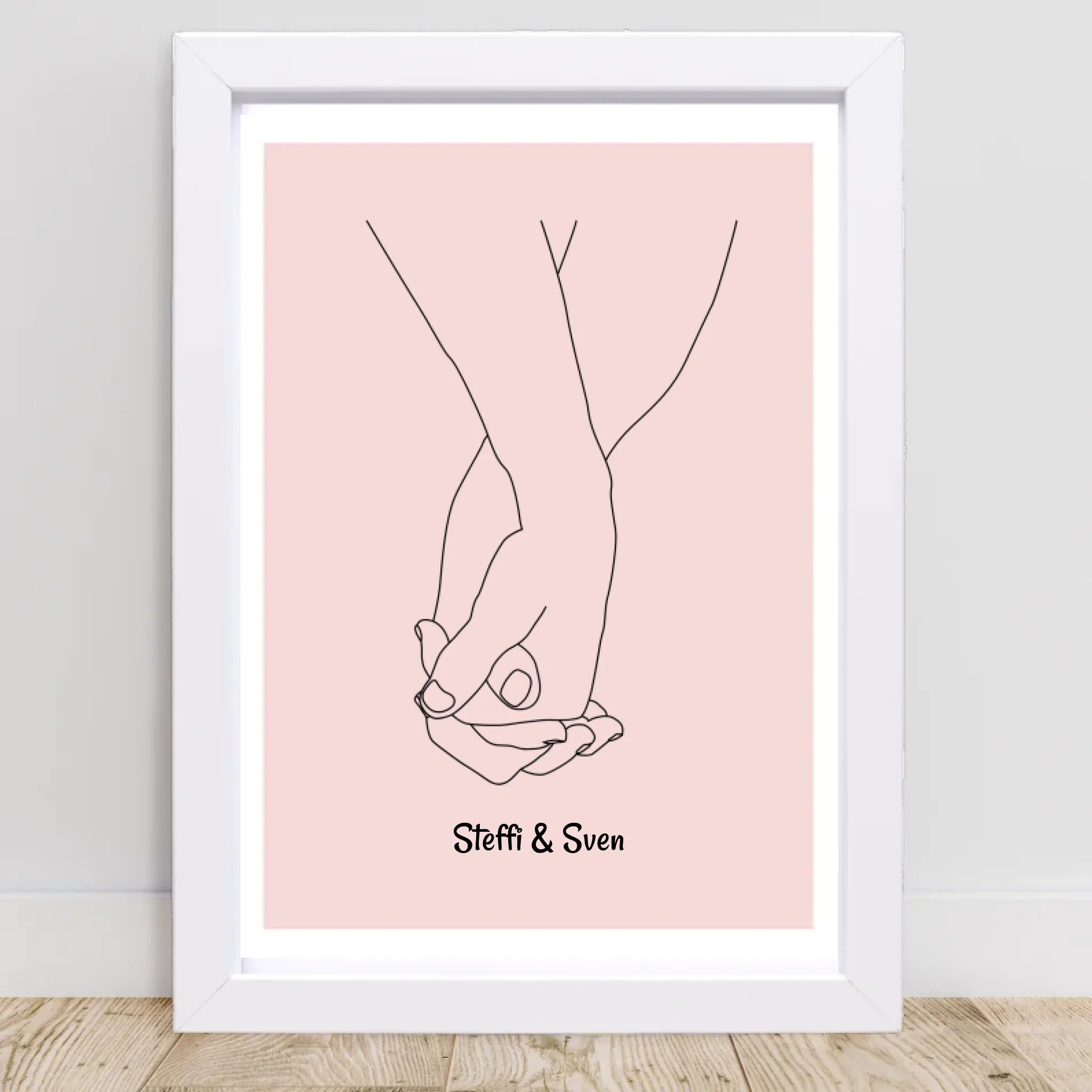 Linien Hände Liebespaar Jahrestag Poster Geschenk personalisiert - Cantty