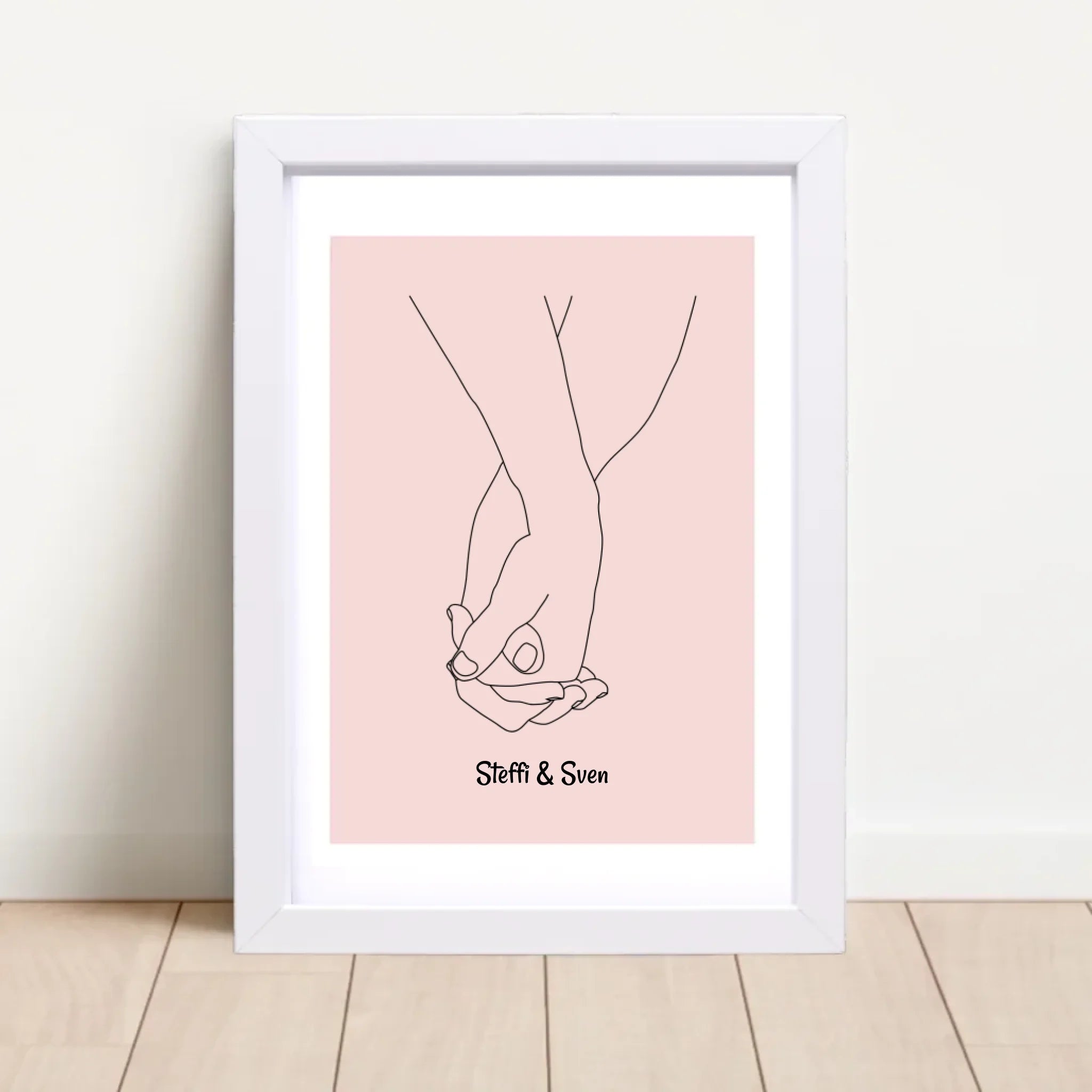 Linien Hände Liebespaar Jahrestag Poster Geschenk personalisiert - Cantty