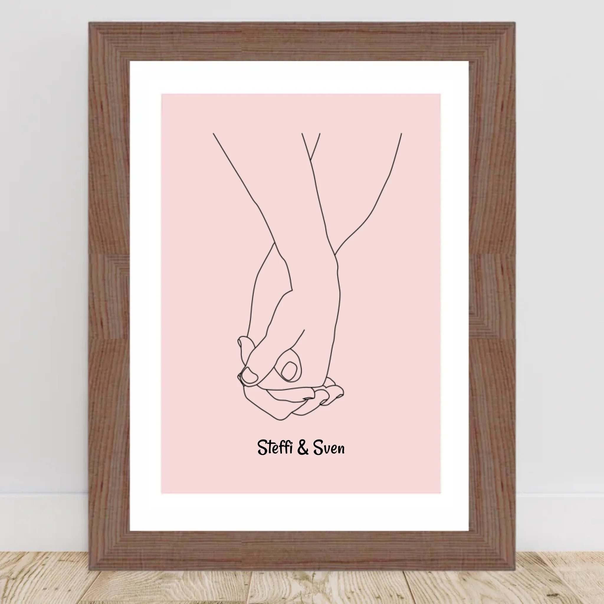 Linien Hände Liebespaar Jahrestag Poster Geschenk personalisiert - Cantty