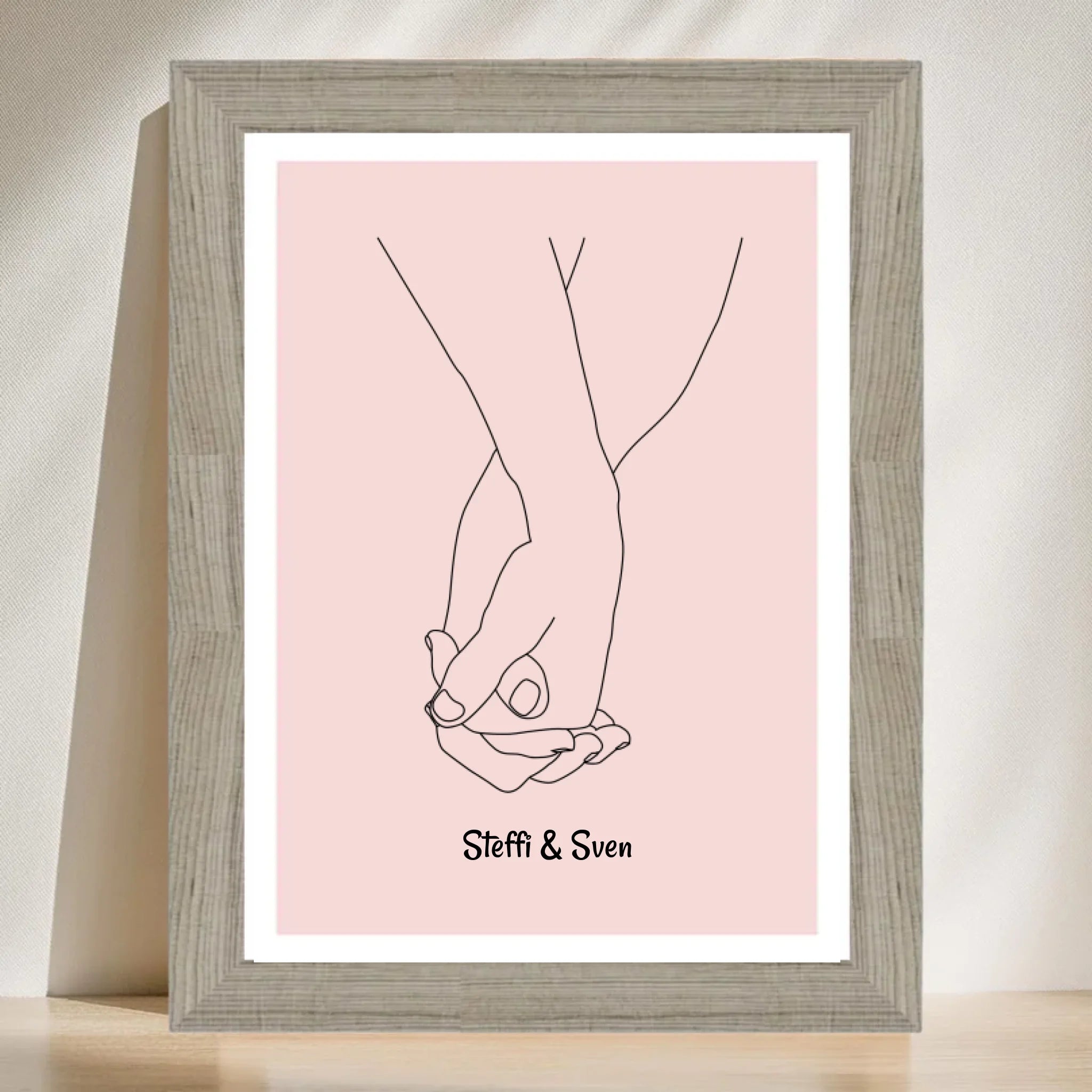 Linien Hände Liebespaar Jahrestag Poster Geschenk personalisiert - Cantty