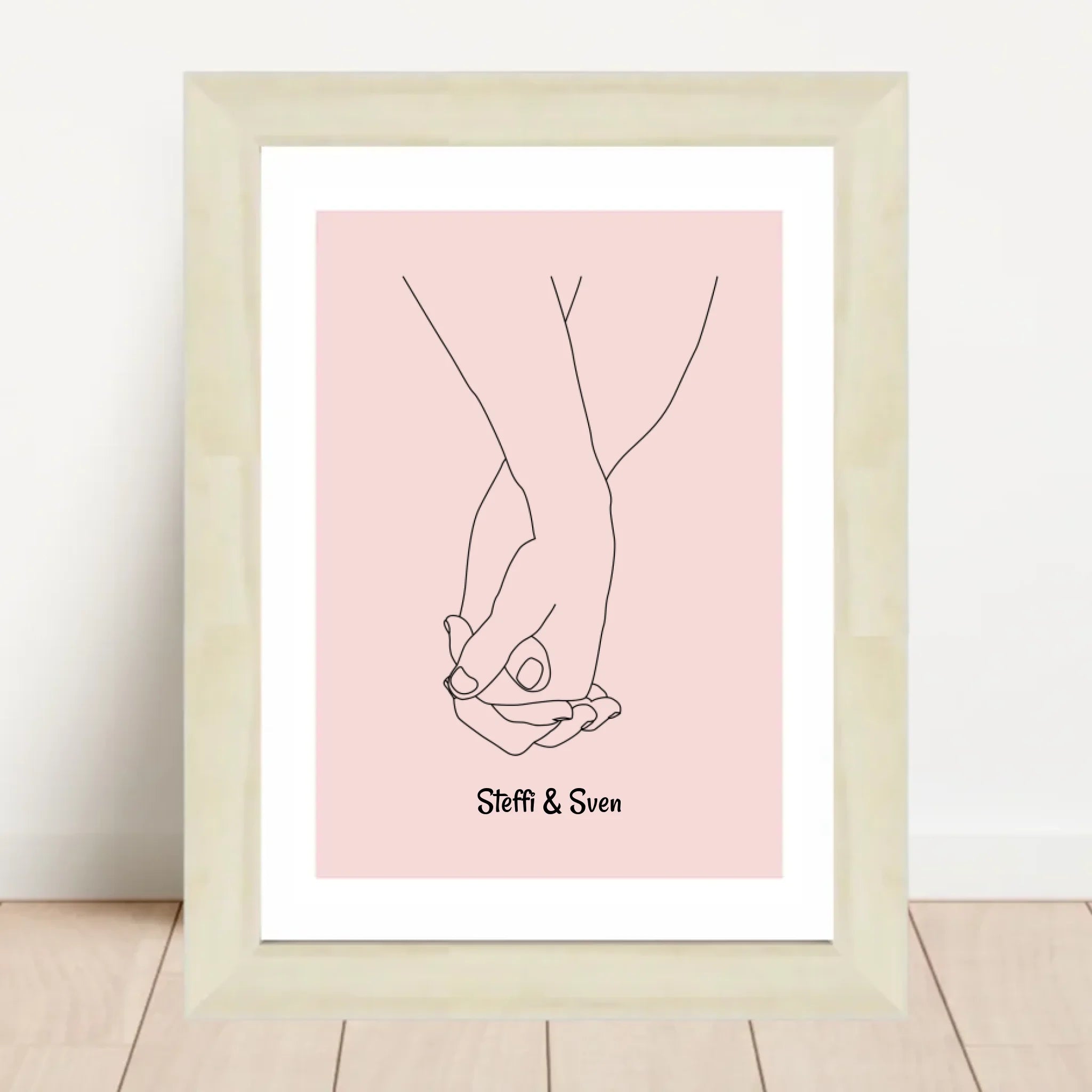 Linien Hände Liebespaar Jahrestag Poster Geschenk personalisiert - Cantty
