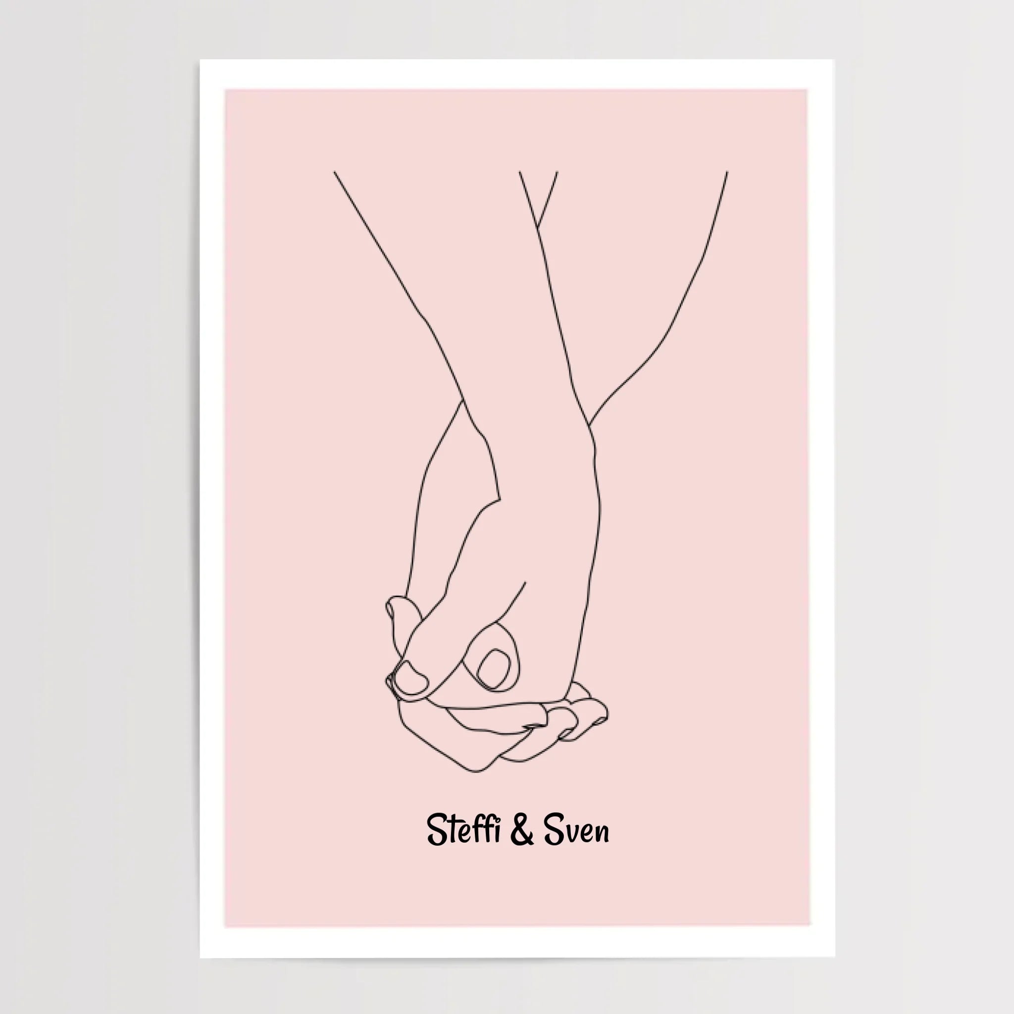Linien Hände Liebespaar Jahrestag Poster Geschenk personalisiert - Cantty