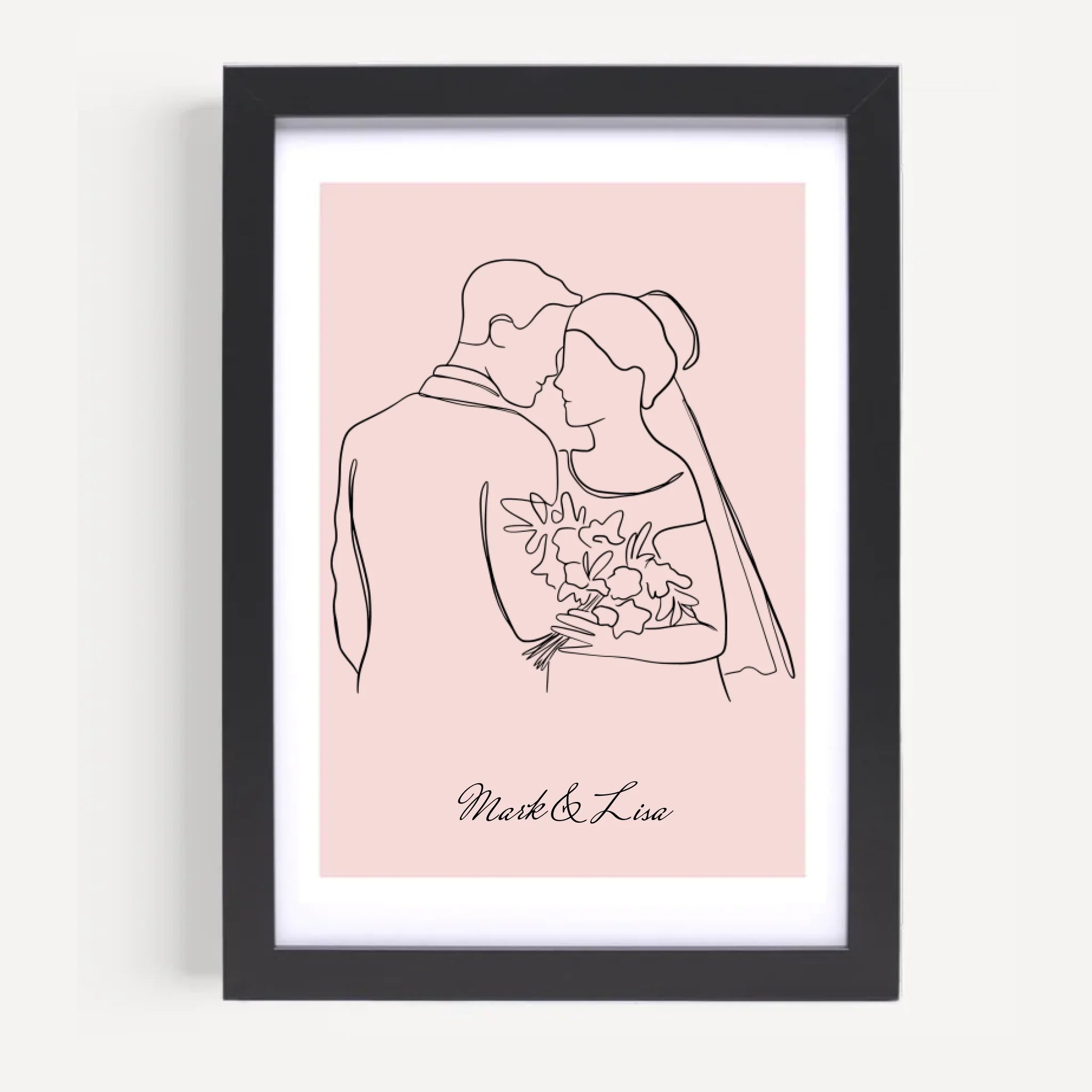 Hochzeitspaar Linienkunst Poster personalisiert zur Hochzeit - Cantty