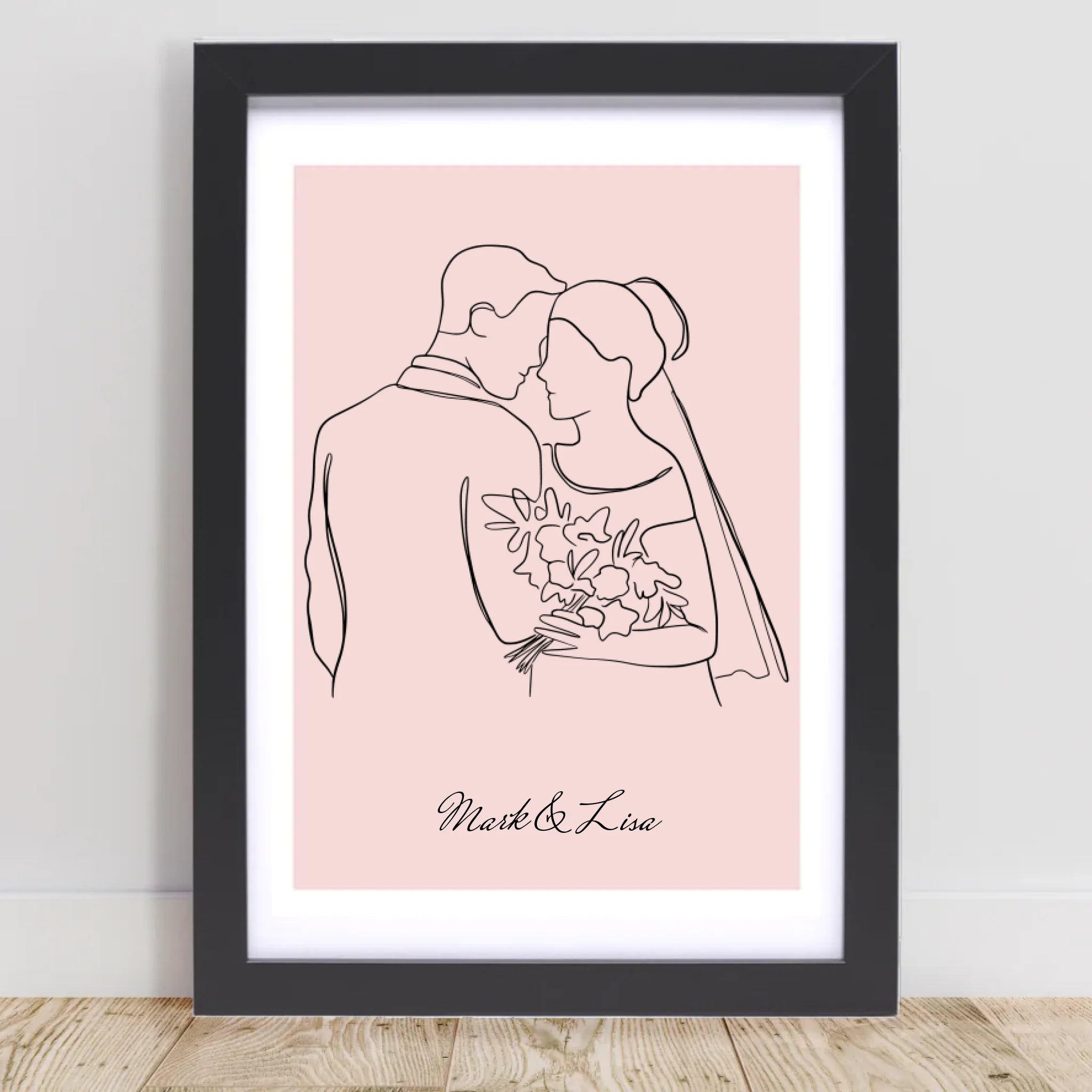 Hochzeitspaar Linienkunst Poster personalisiert zur Hochzeit - Cantty