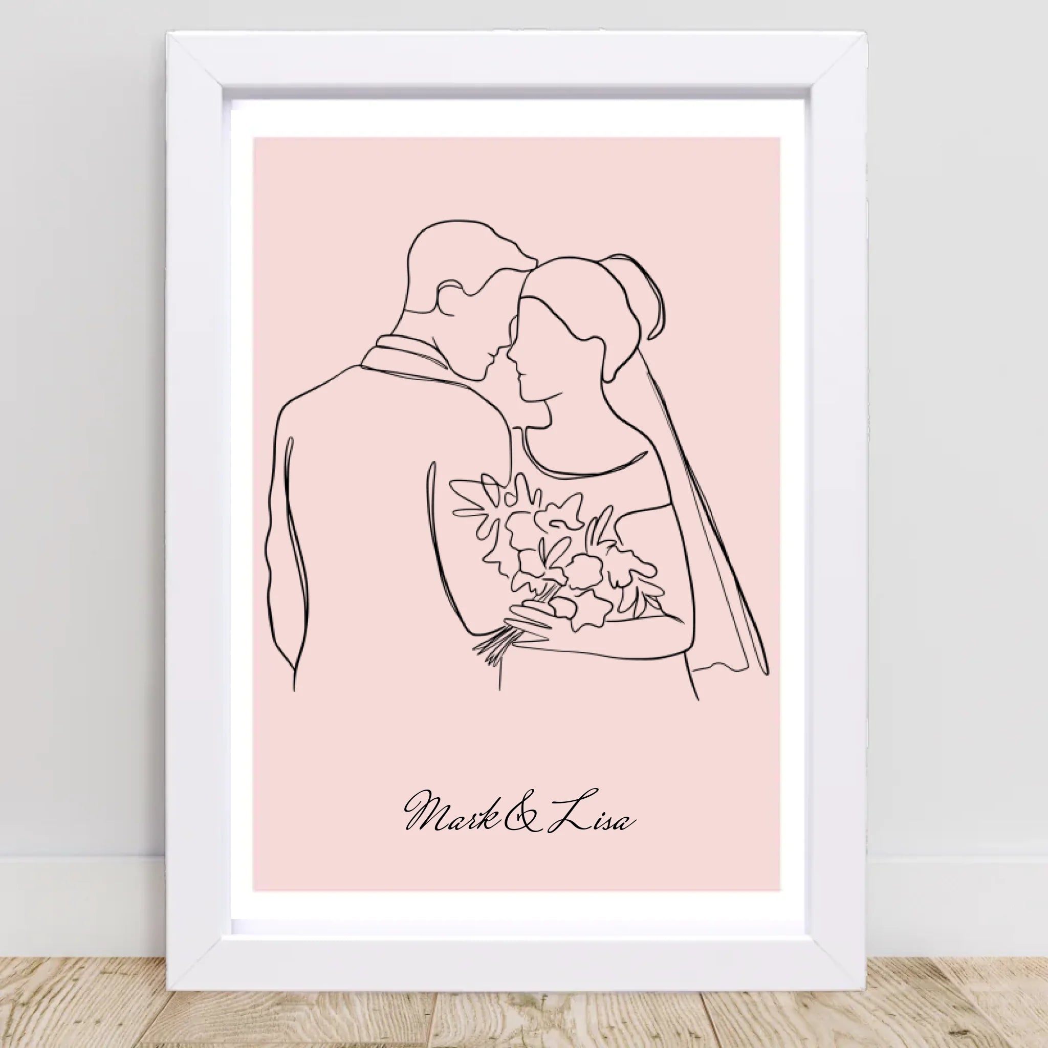 Hochzeitspaar Linienkunst Poster personalisiert zur Hochzeit - Cantty