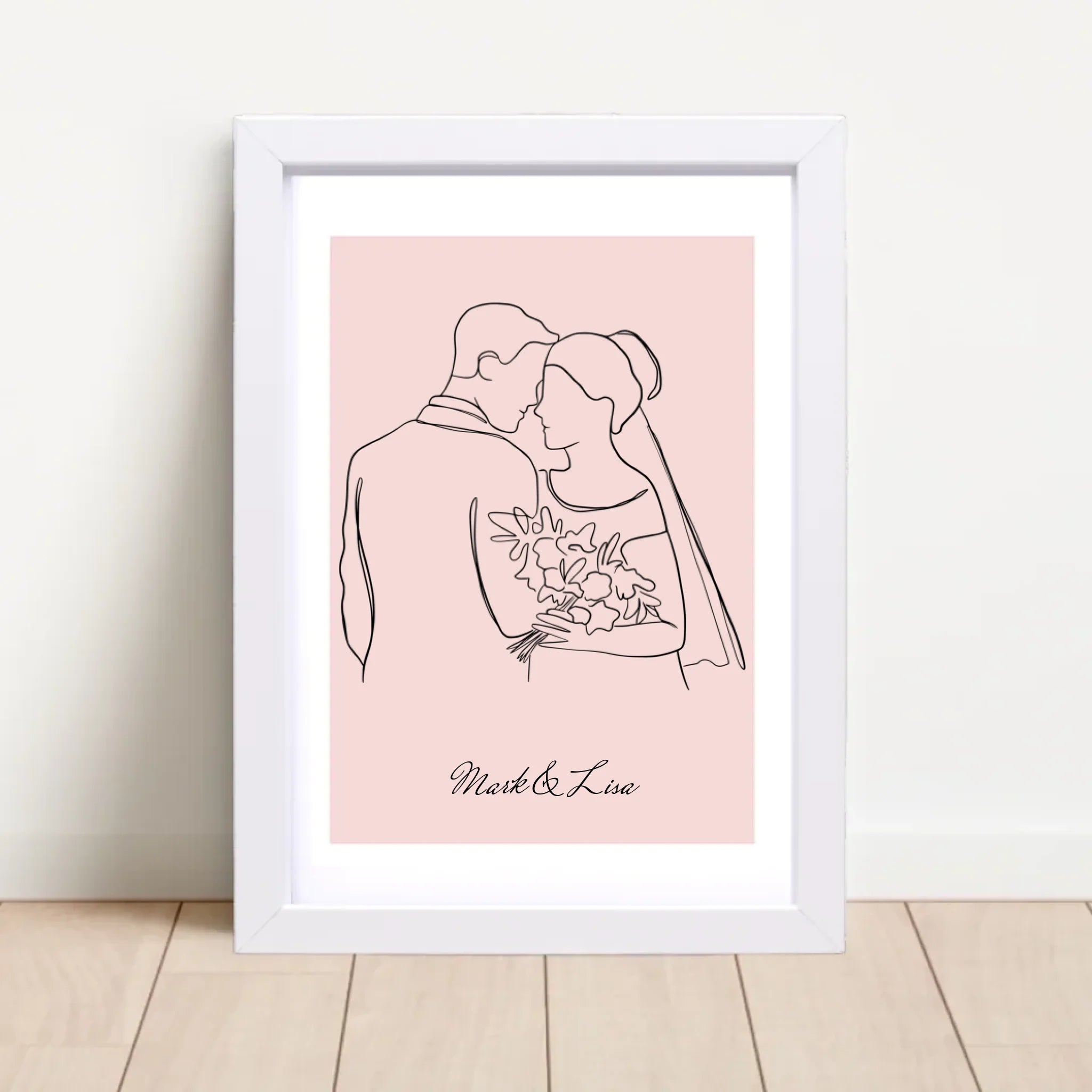 Hochzeitspaar Linienkunst Poster personalisiert zur Hochzeit - Cantty