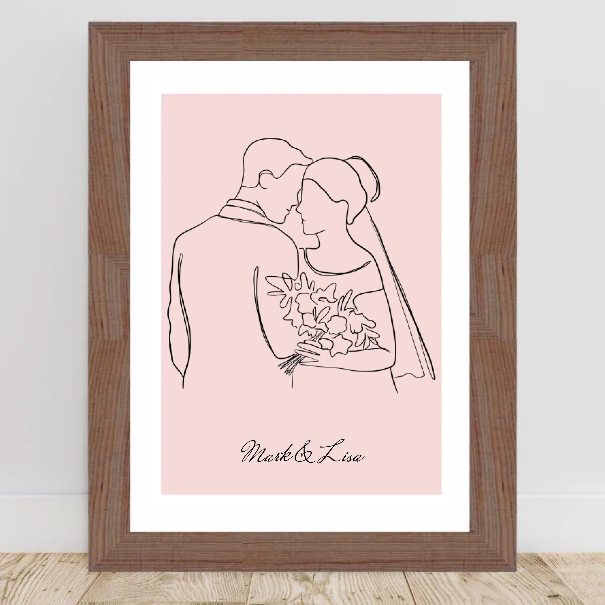 Hochzeitspaar Linienkunst Poster personalisiert zur Hochzeit - Cantty
