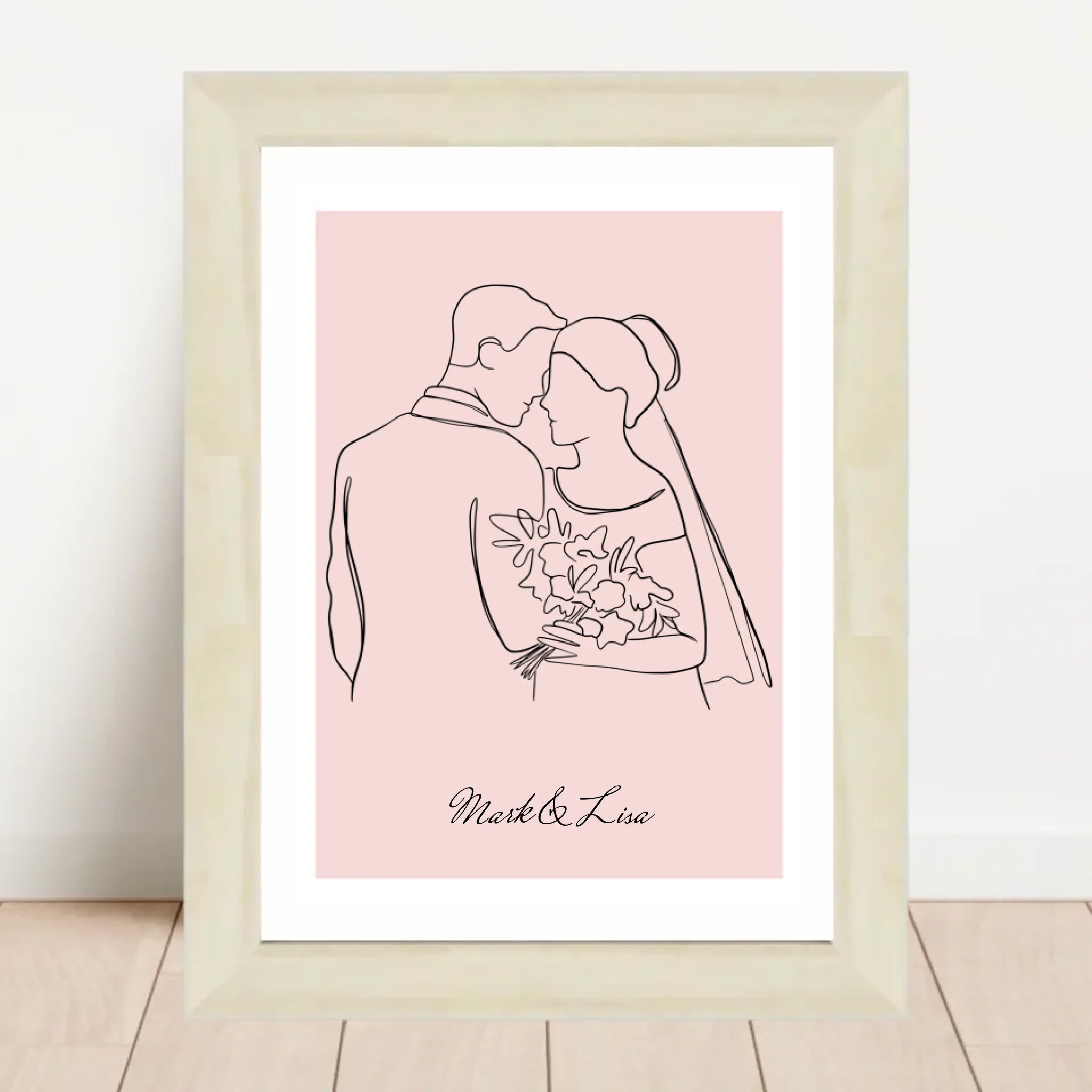 Hochzeitspaar Linienkunst Poster personalisiert zur Hochzeit - Cantty