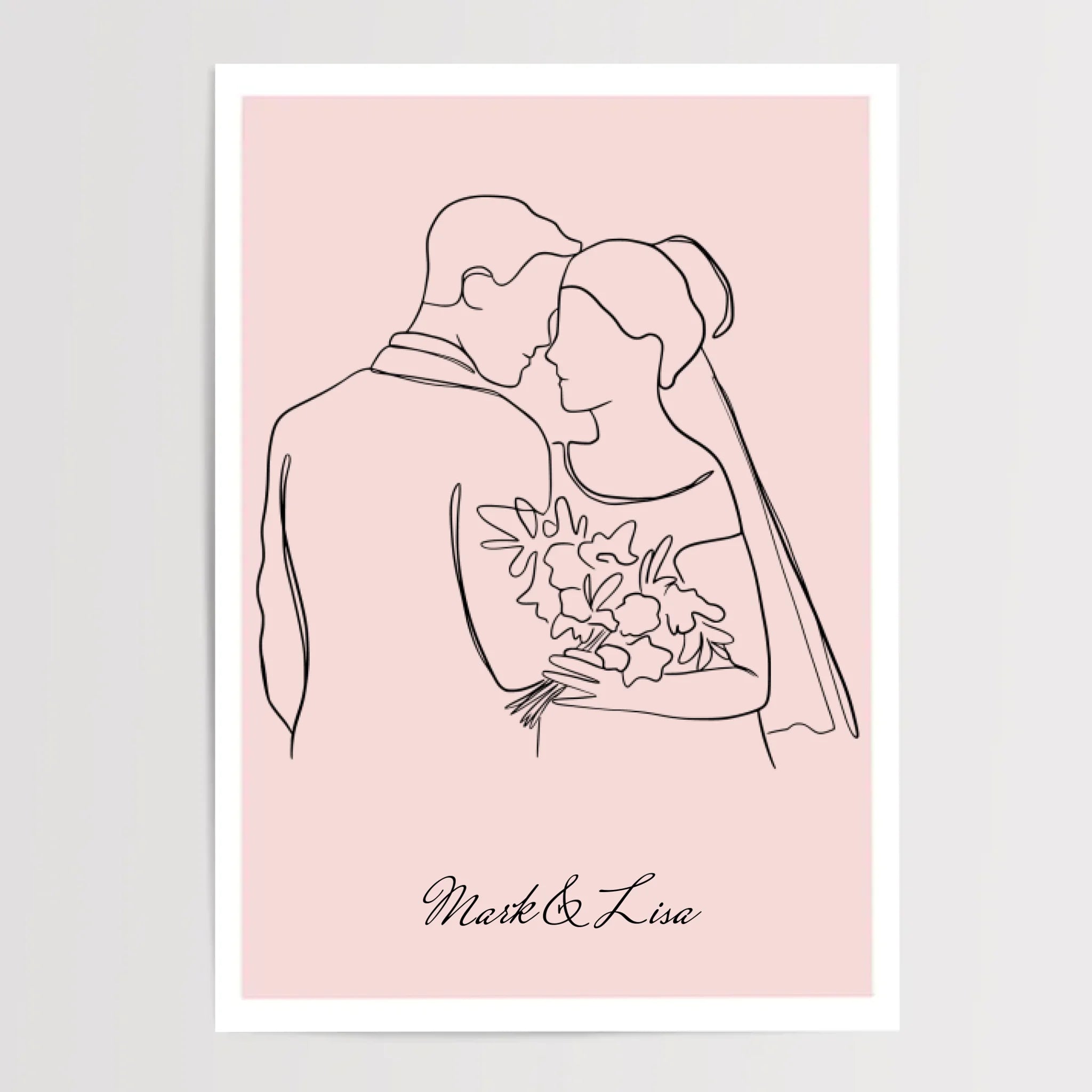 Hochzeitspaar Linienkunst Poster personalisiert zur Hochzeit - Cantty