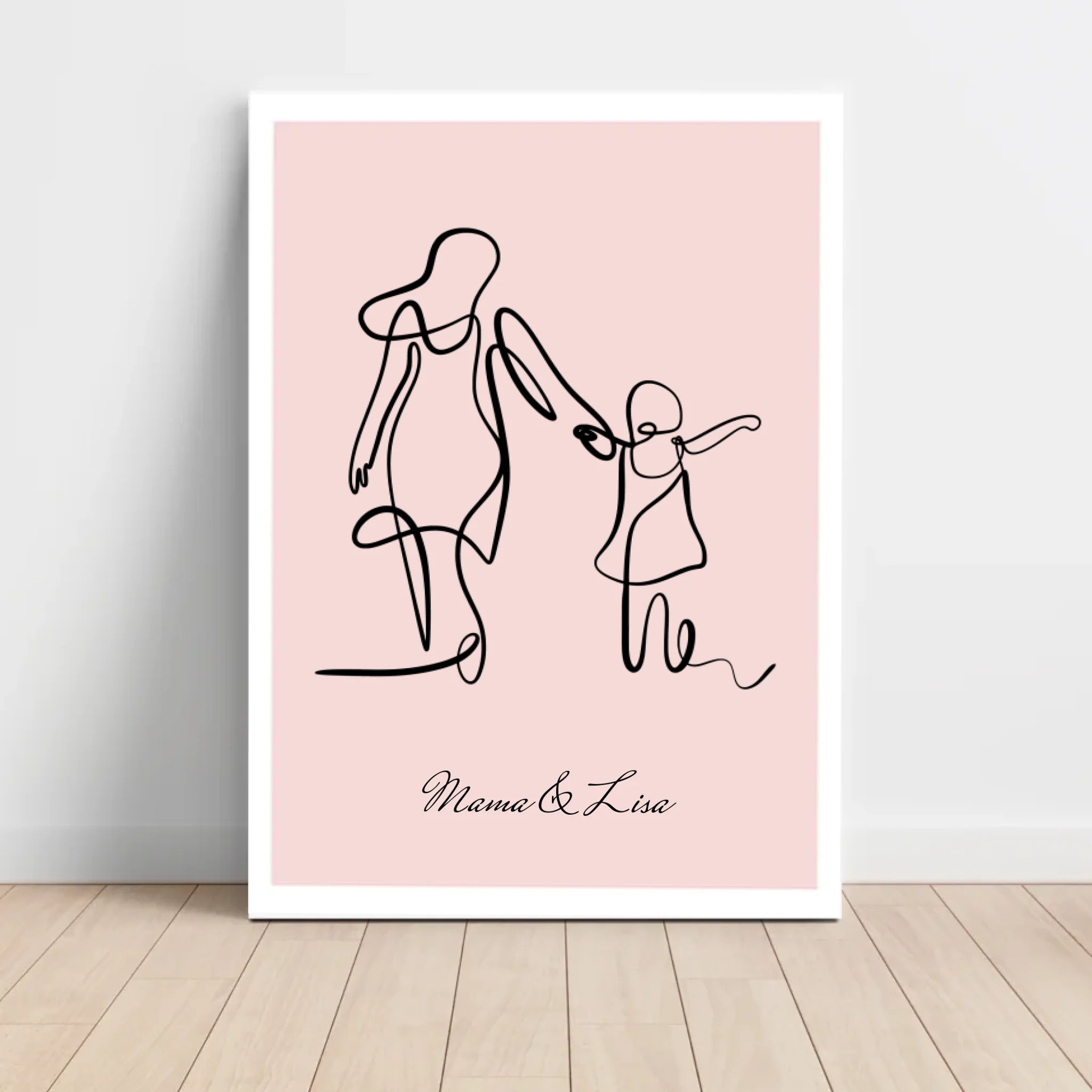 Mutter und kleine Tochter Linienposter personalisiert - Cantty