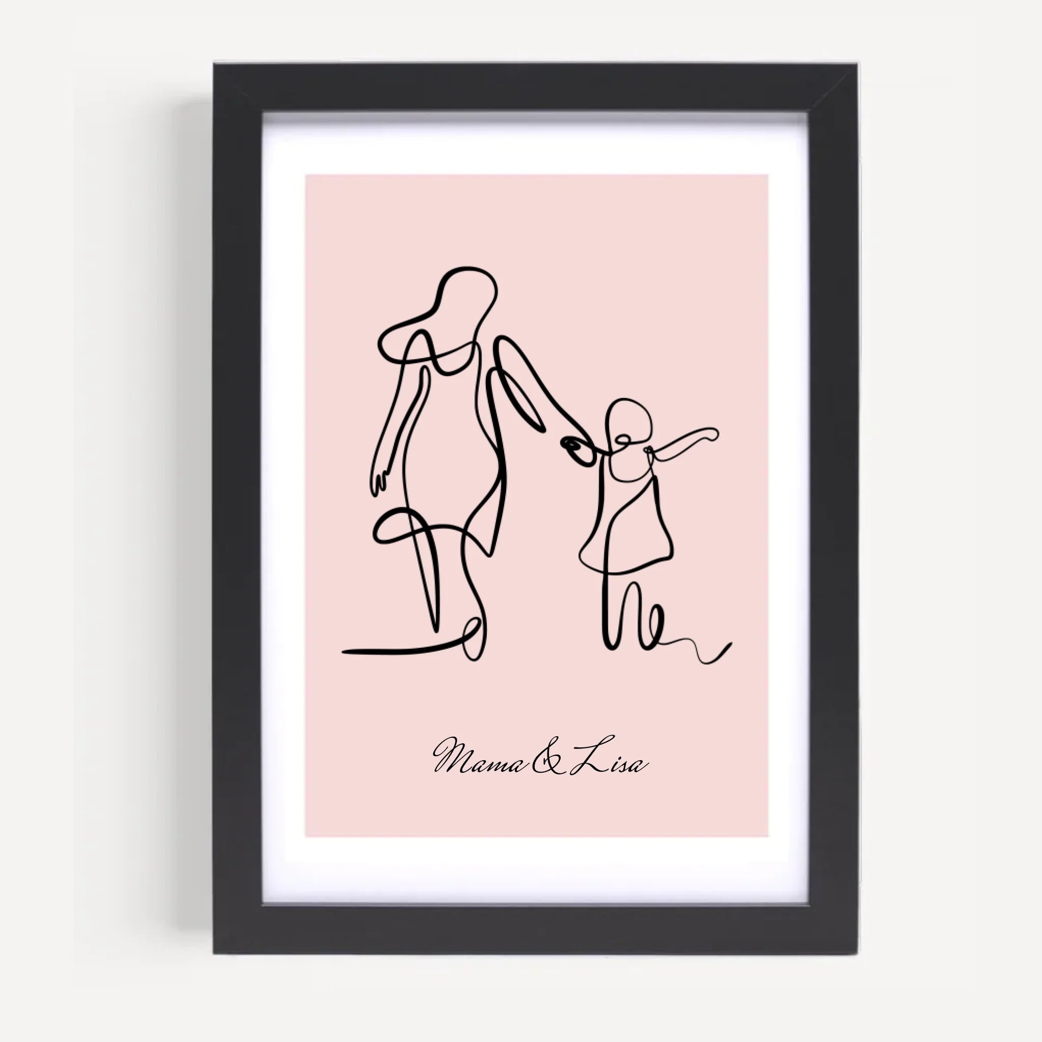 Mutter und kleine Tochter Linienposter personalisiert - Cantty