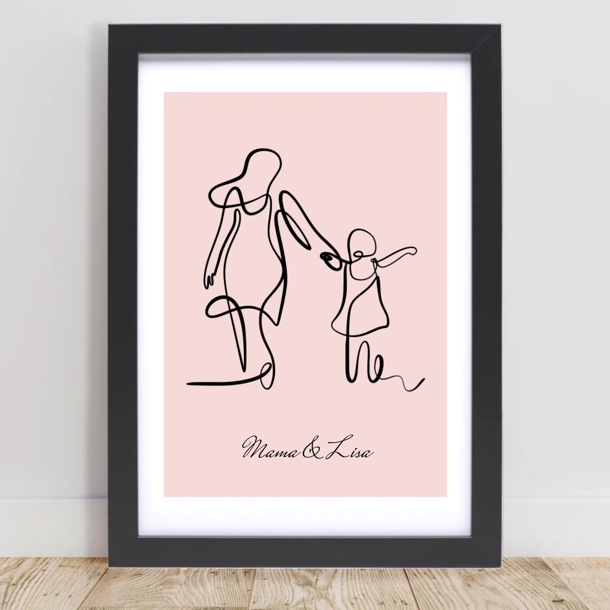 Mutter und kleine Tochter Linienposter personalisiert - Cantty