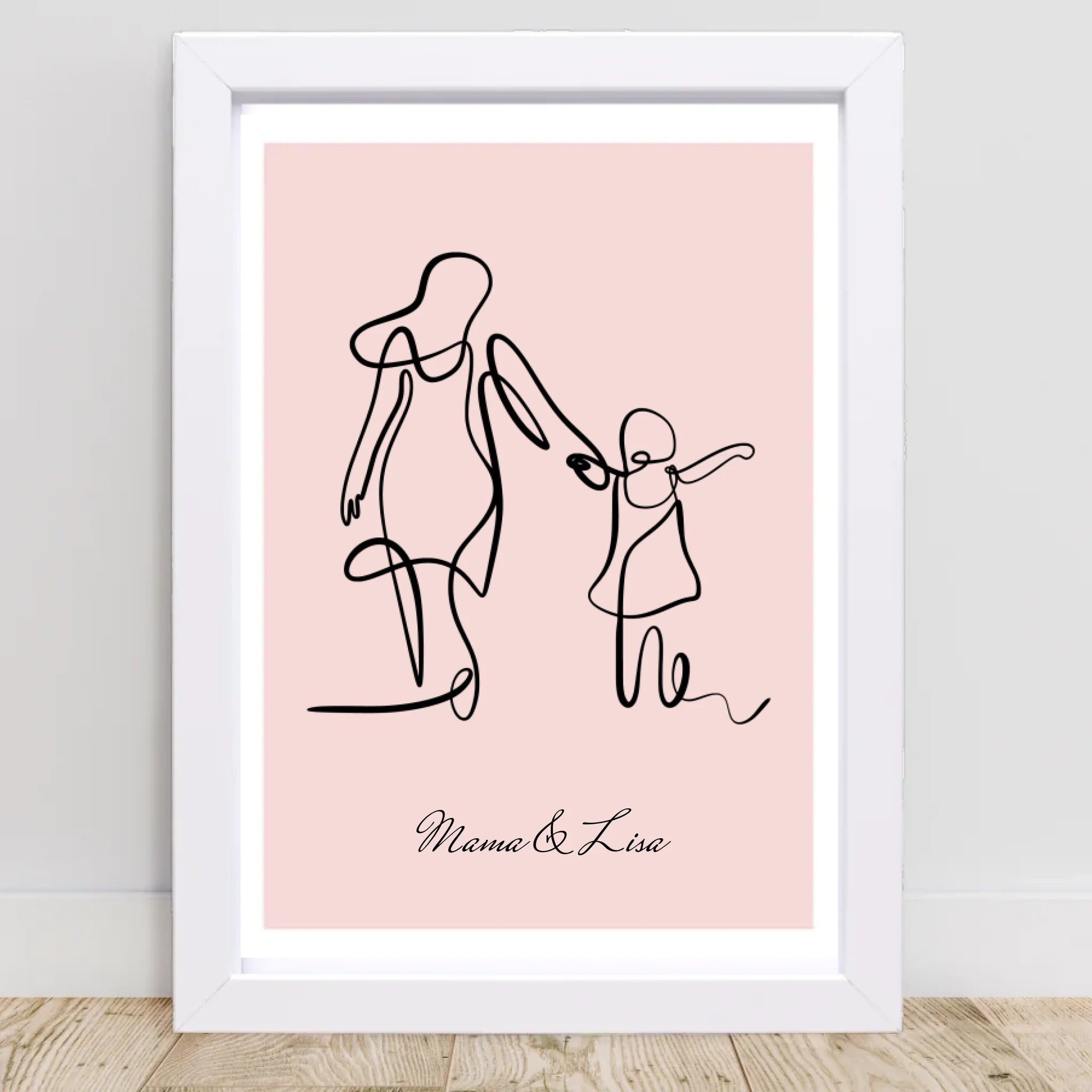 Mutter und kleine Tochter Linienposter personalisiert - Cantty